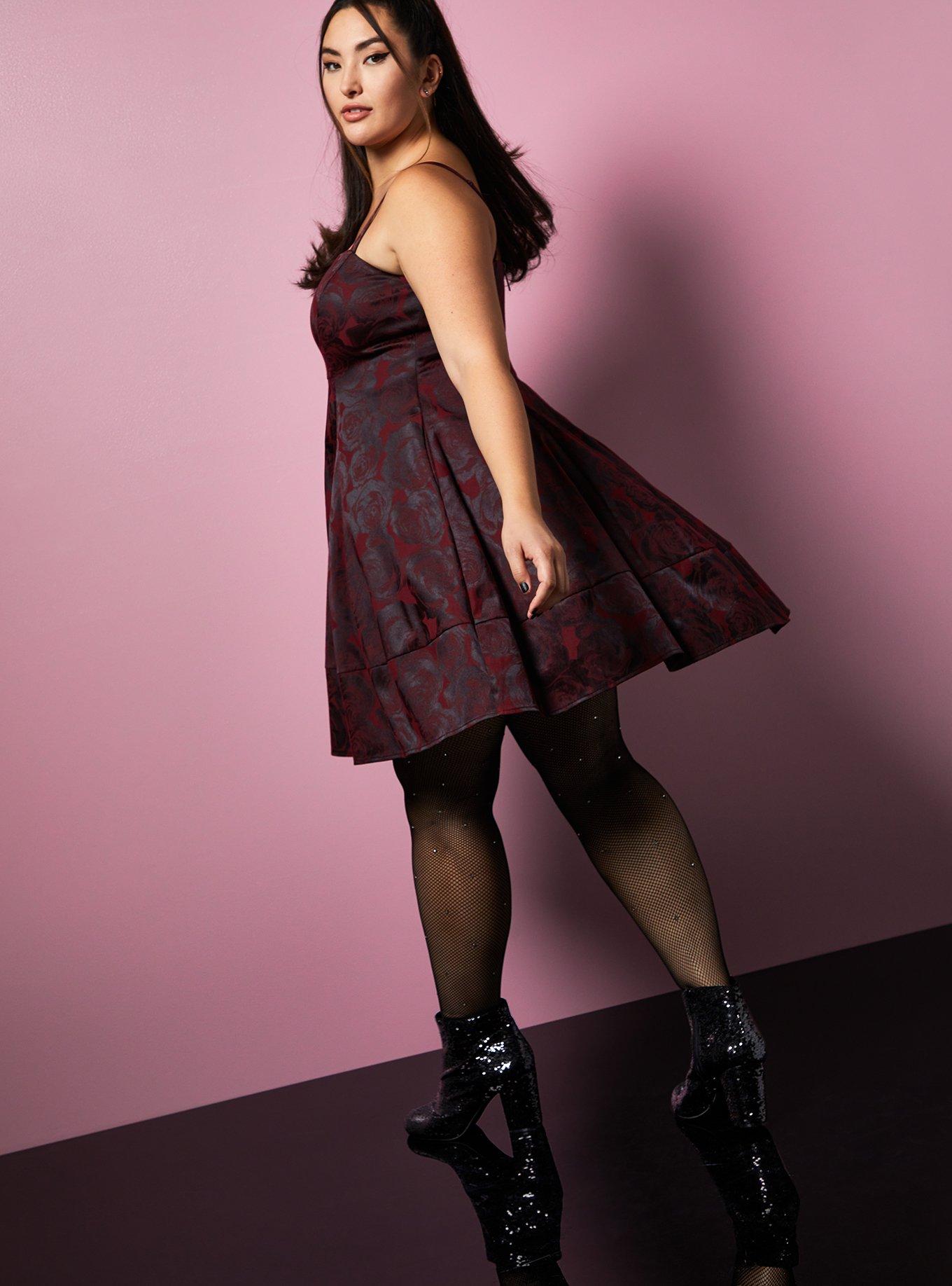 Plus Size Betsey Johnson Floral Jacquard Babydoll Dress, FLORAL PINK, alternate