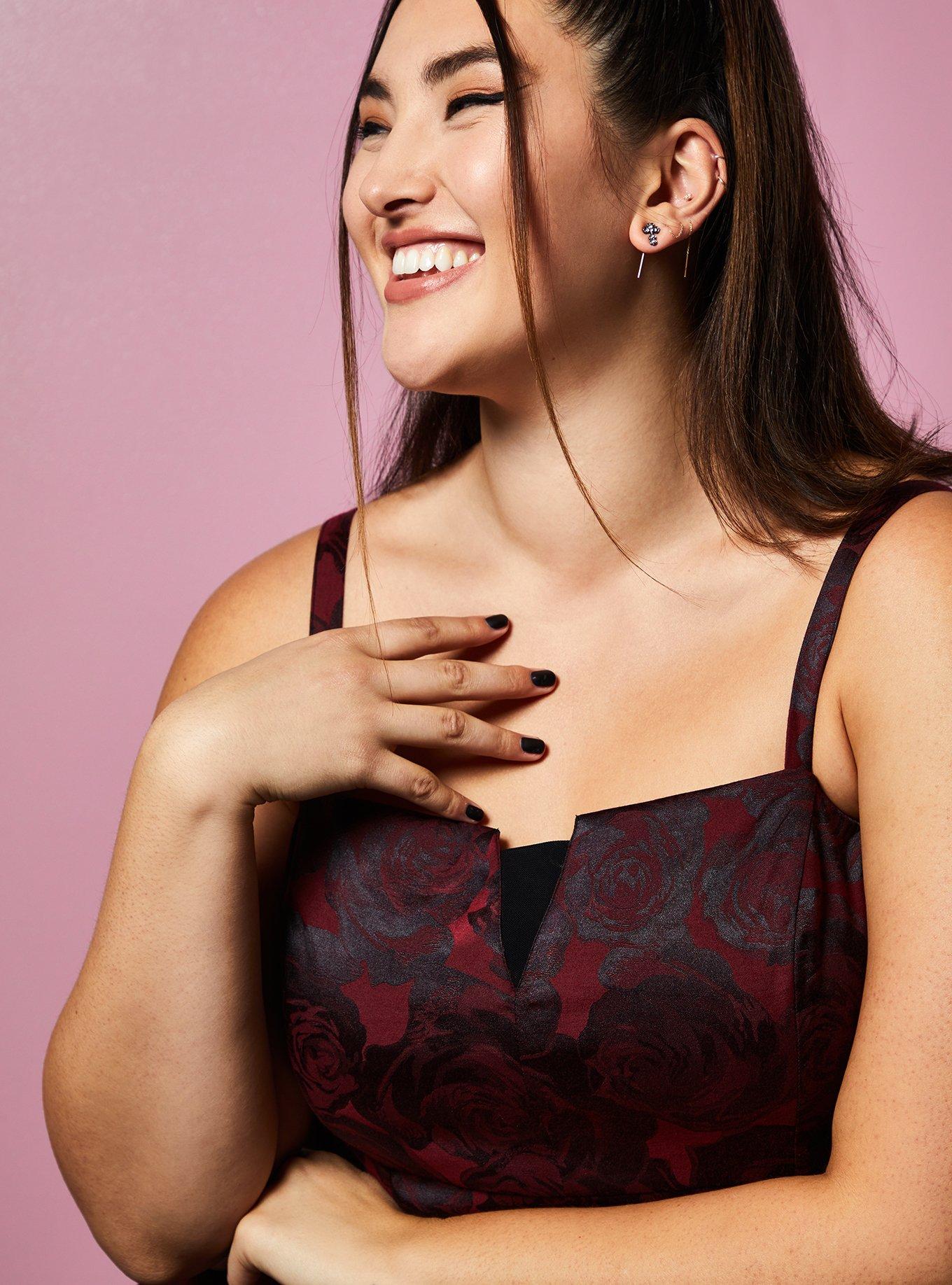 Plus Size Betsey Johnson Floral Jacquard Babydoll Dress, FLORAL PINK, alternate