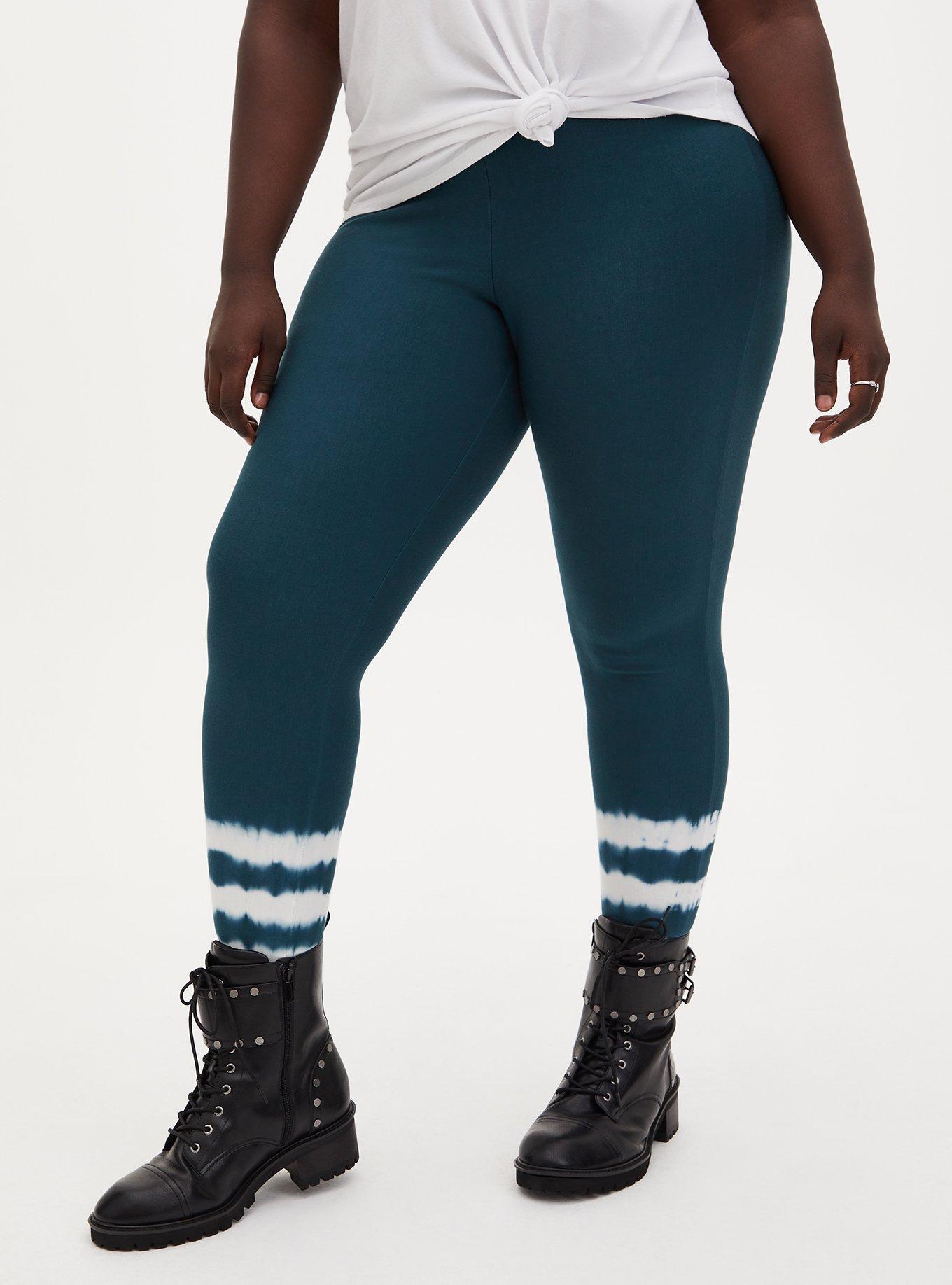 Platinum Legging - Fleece Lined Tie-Dye Hem Teal, MULTI, alternate