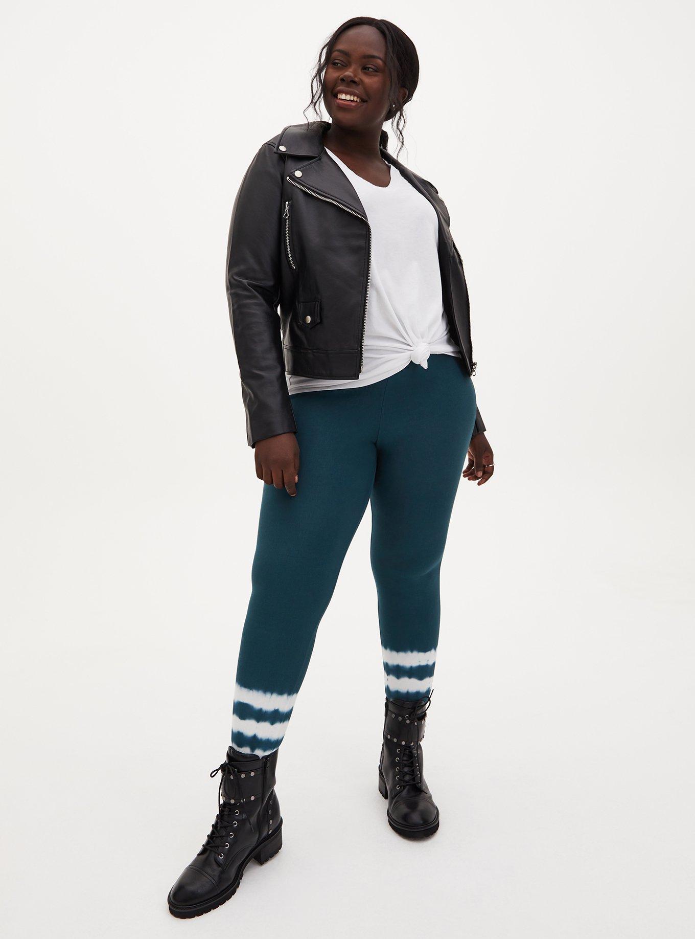 Platinum Legging - Fleece Lined Tie-Dye Hem Teal, , hi-res