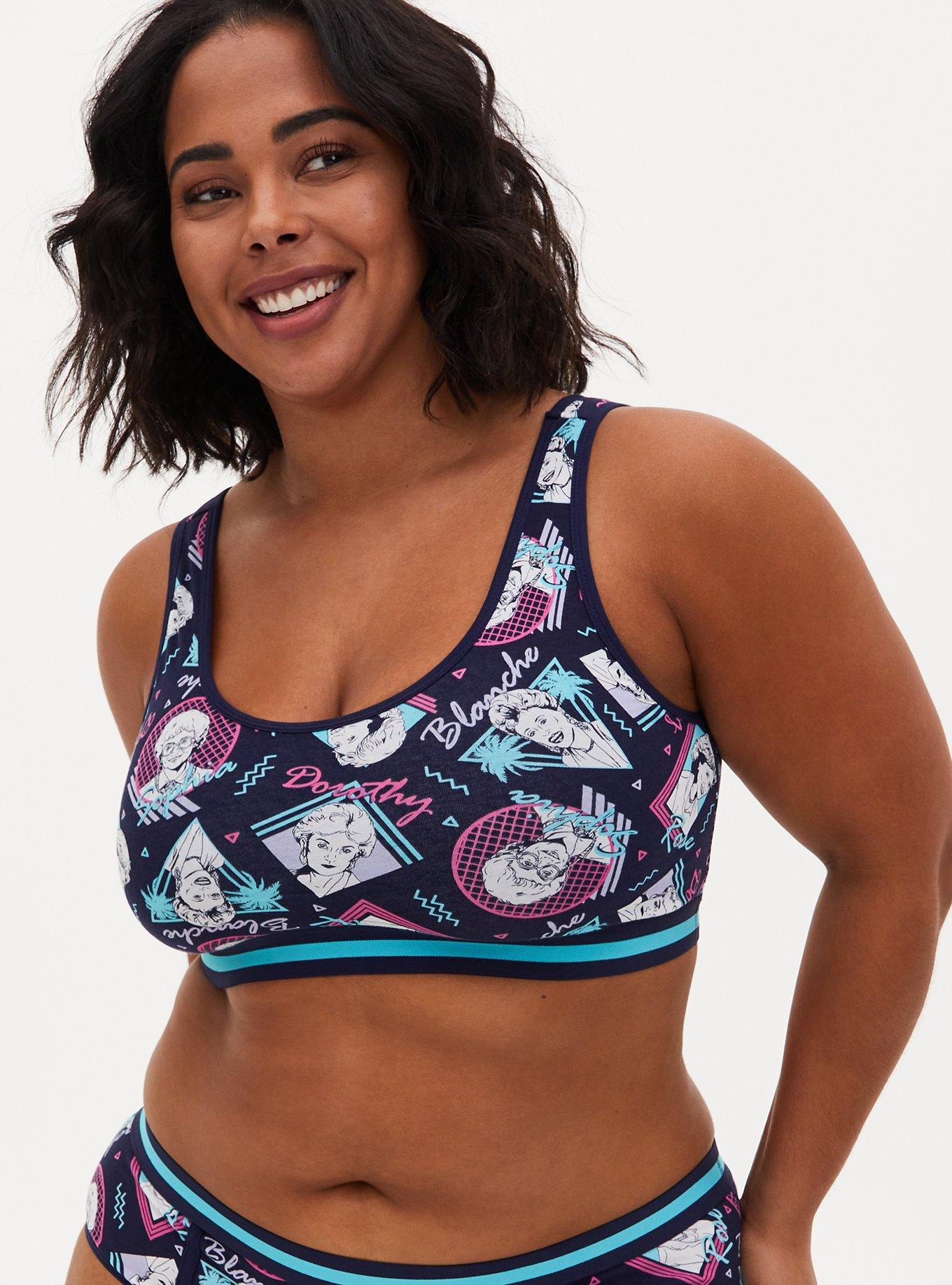 Plus Size - Golden Girls Navy Cotton Scoop Neck Bralette - Torrid