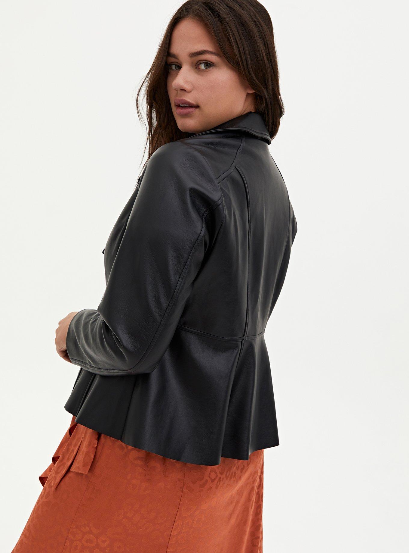 peplum faux leather jacket