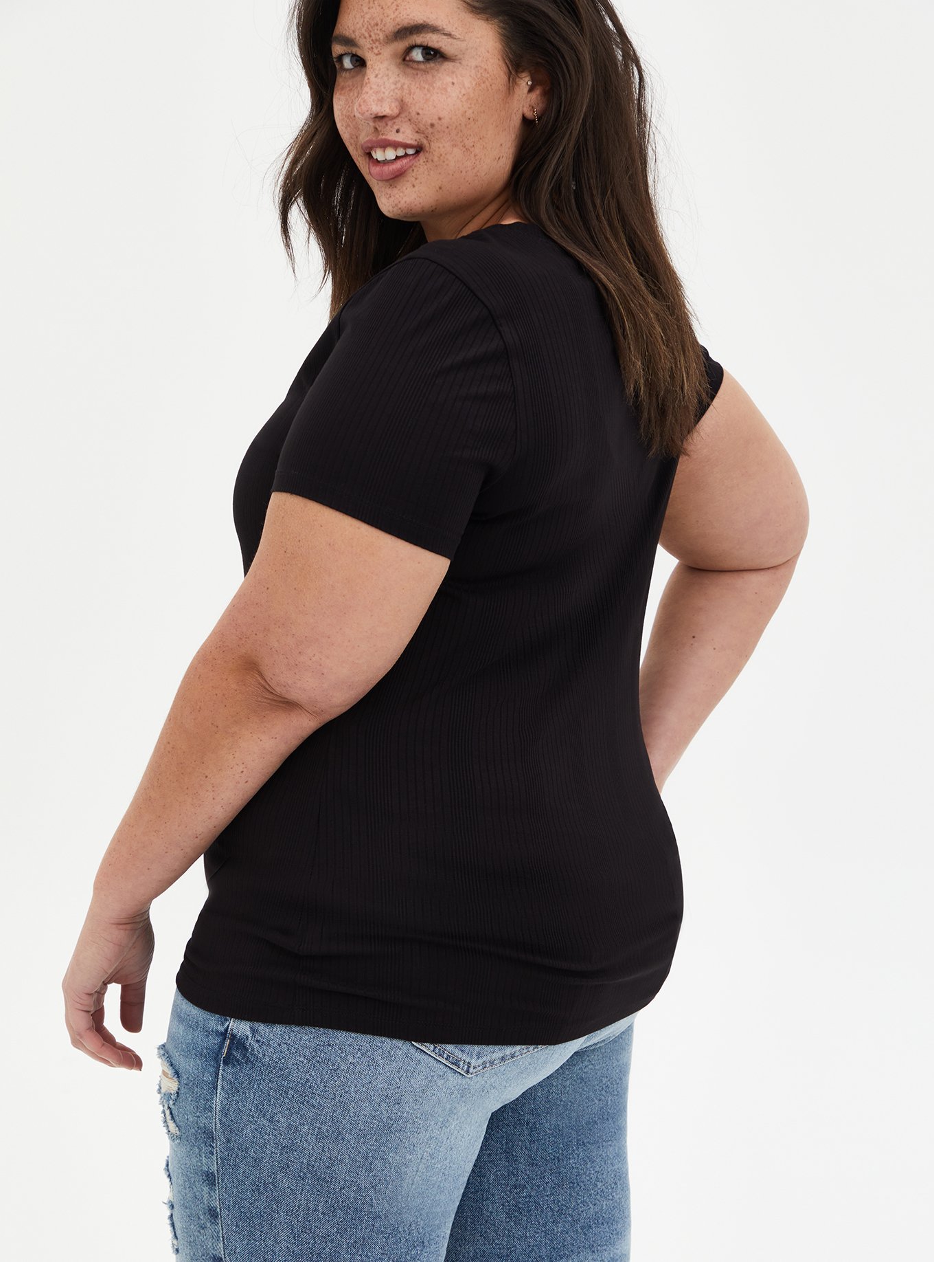 Plus Size - Slim Fit Ribbed Crew Neck Tee - Torrid