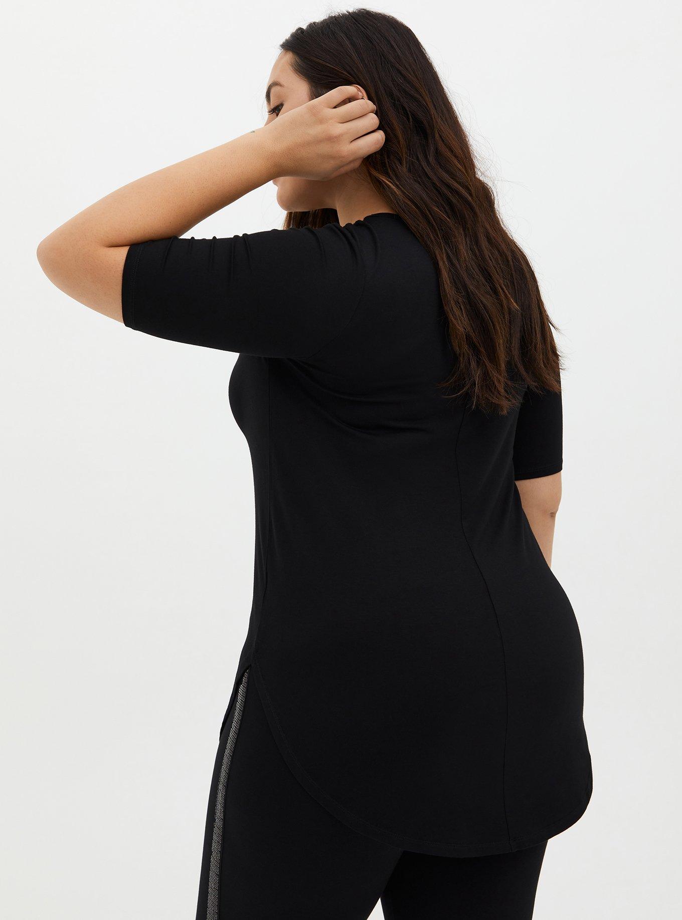 Plus Size Favorite Tunic Super Soft Crew Neck Tunic Tee, DEEP BLACK, alternate