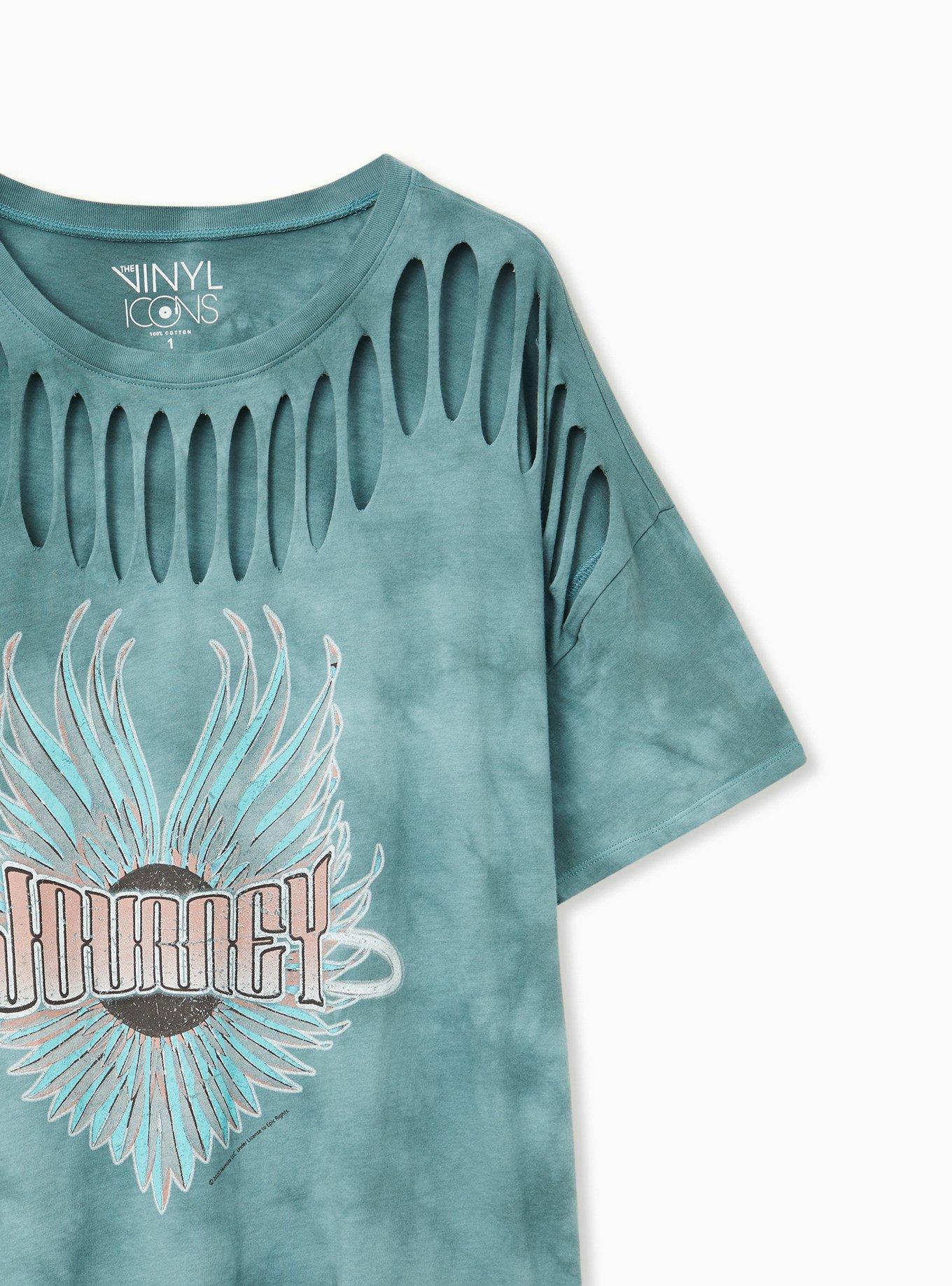 Plus Size Journey Teal Tie-Dye Cotton Slashed Tee, JUNEBUG, alternate