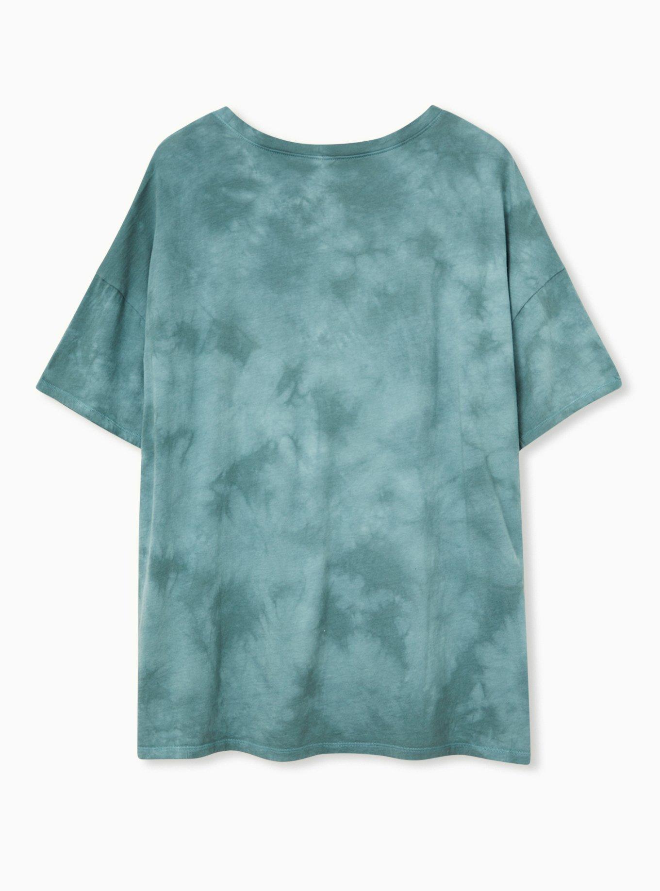 Plus Size Journey Teal Tie-Dye Cotton Slashed Tee, JUNEBUG, alternate