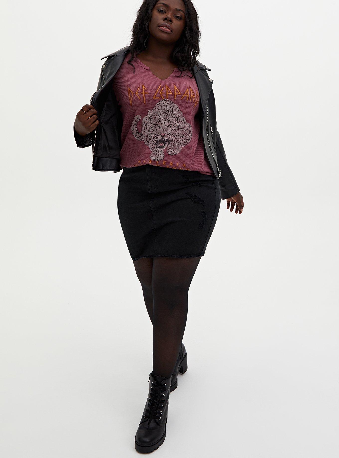 Plus Size - Def Leppard Burgundy Purple Waffle Knit Long Sleeve Tee - Torrid