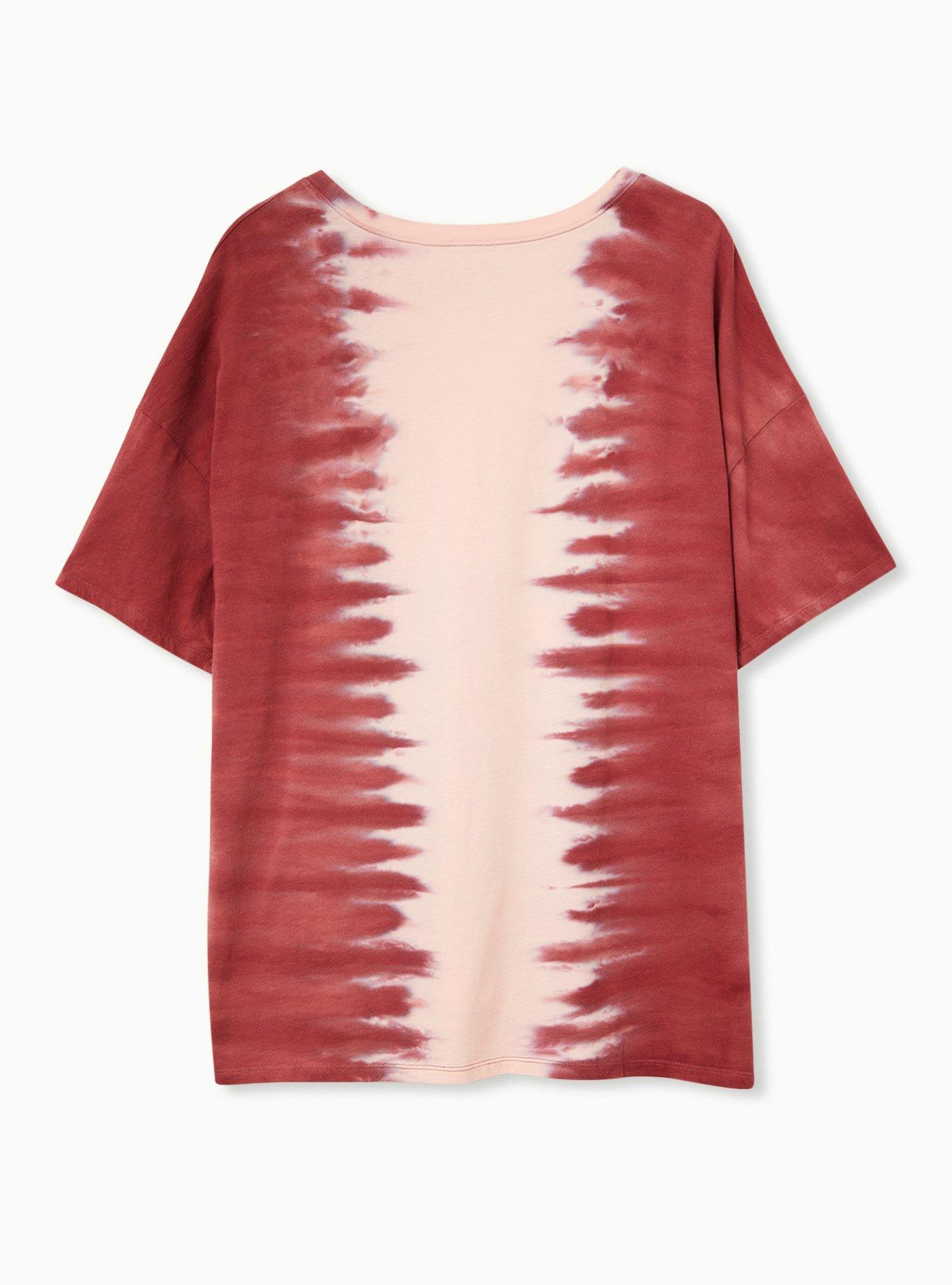 Plus Size AC/DC Slashed Tee - Tie-Dye Red, RED, alternate