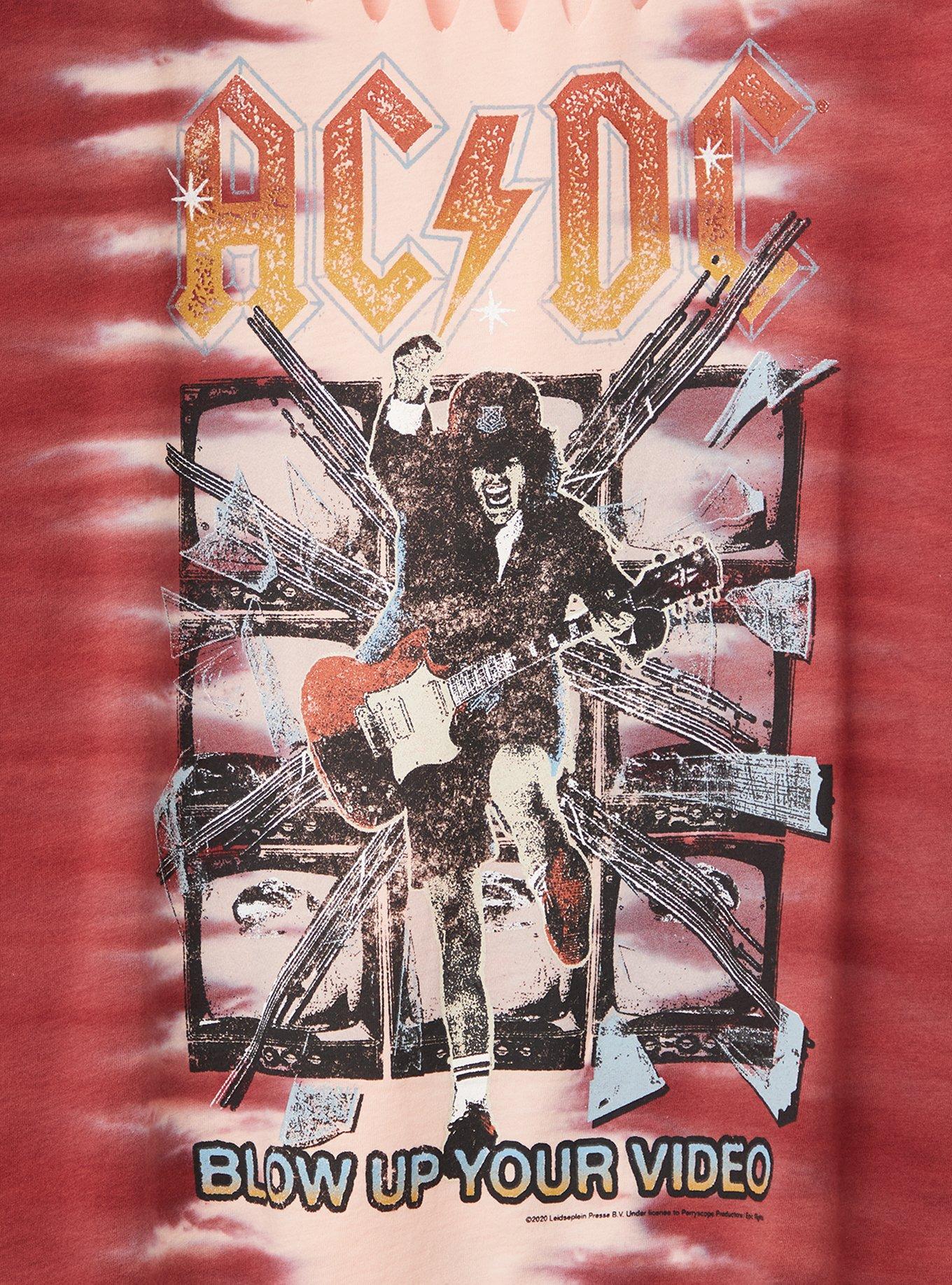 Plus Size AC/DC Slashed Tee - Tie-Dye Red, RED, alternate