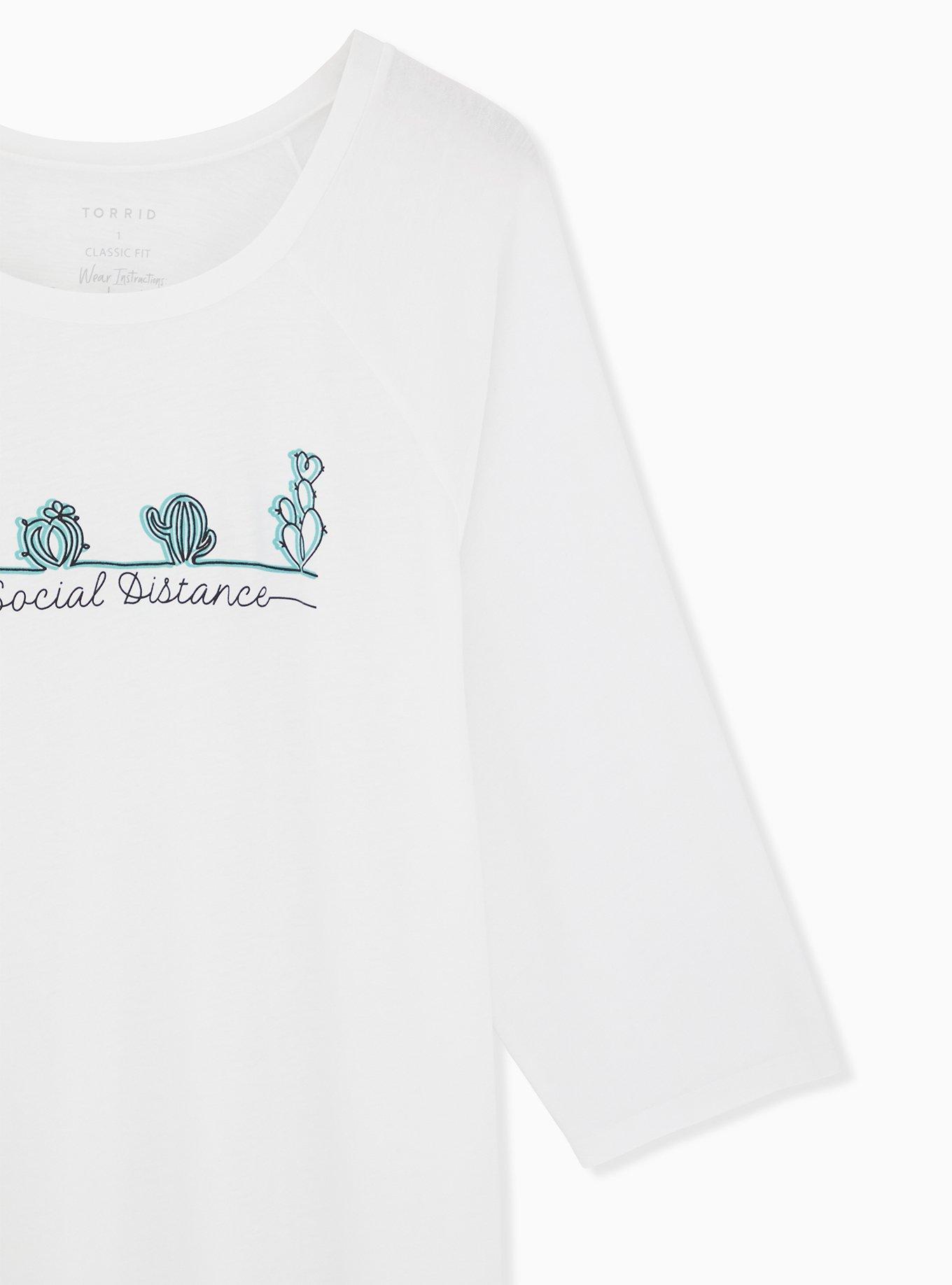 Plus Size Social Distance Cacti Classic Fit Raglan Tee - Triblend White, BRIGHT WHITE, alternate