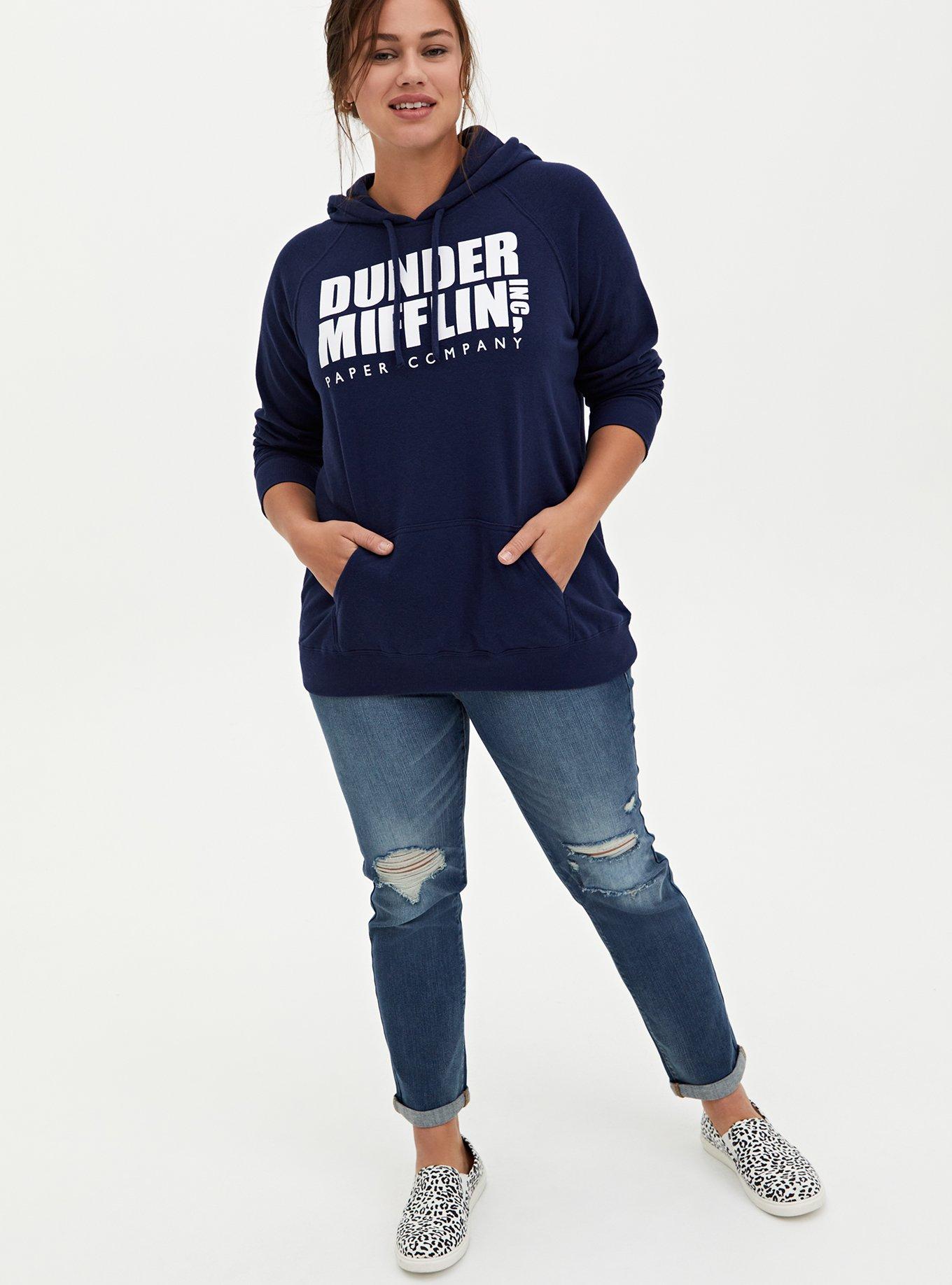 The Office Dunder Mifflin Inc. Navy Fleece Hoodie, PEACOAT, alternate