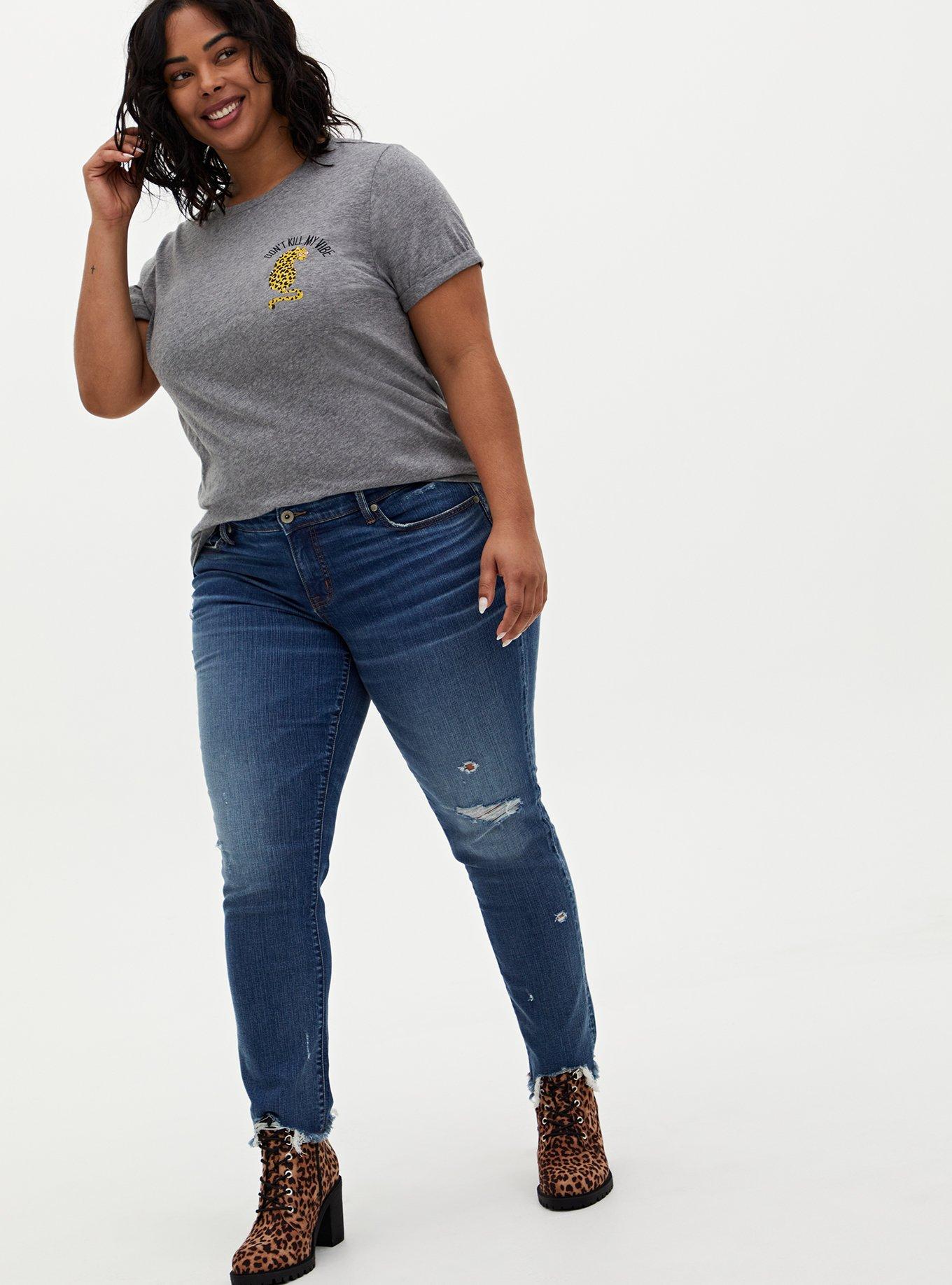 Plus Size Relaxed Tee - Heritage Slub Don't Kill My Vibe Heather Grey, MEDIUM HEATHER GREY, alternate