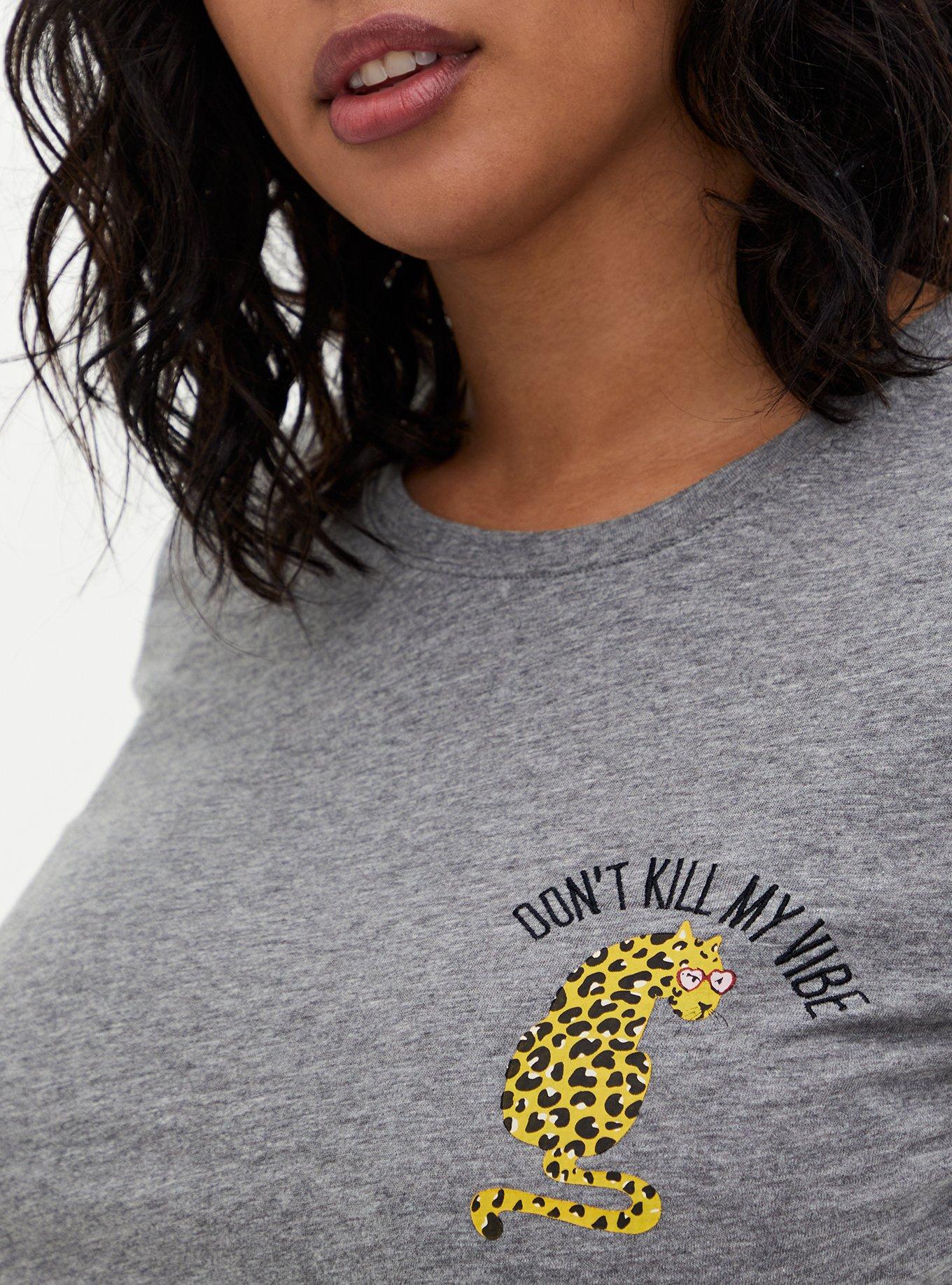 Plus Size Relaxed Tee - Heritage Slub Don't Kill My Vibe Heather Grey, MEDIUM HEATHER GREY, alternate