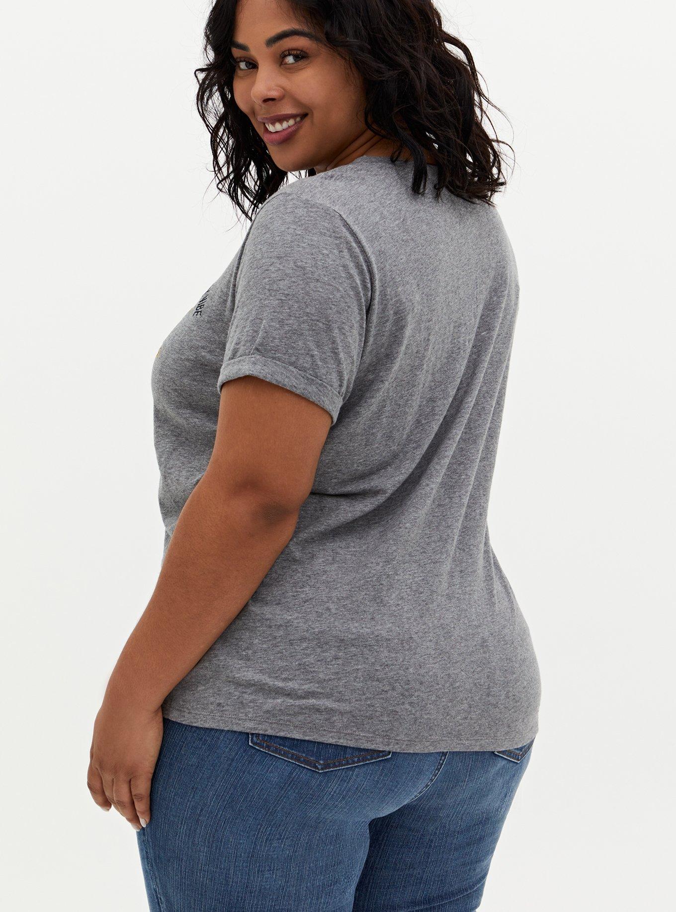 Plus Size Relaxed Tee - Heritage Slub Don't Kill My Vibe Heather Grey, MEDIUM HEATHER GREY, alternate