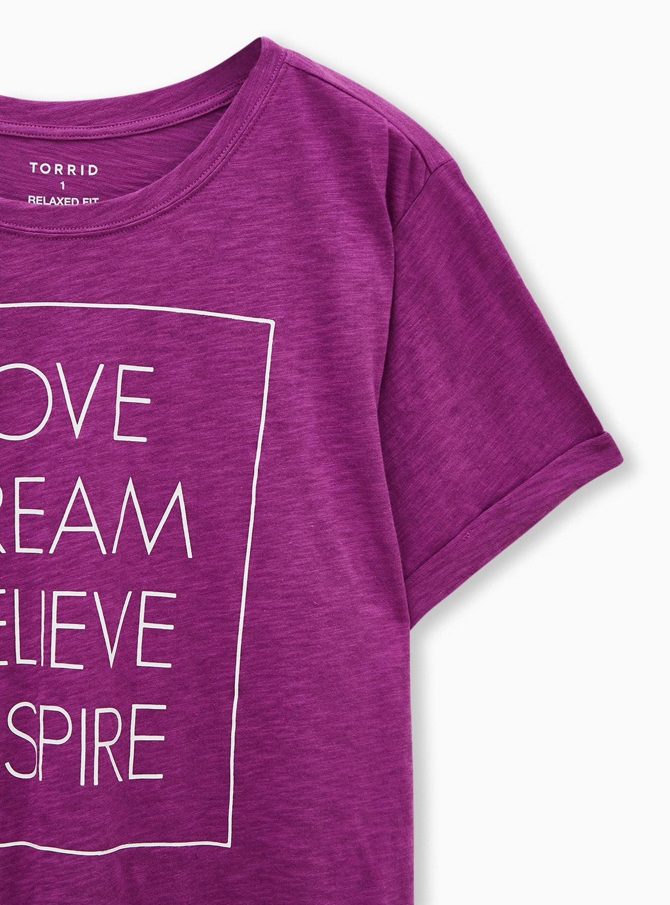 Plus Size Relaxed Tee - Heritage Slub Love Inspire Berry Pink, PURPLE, alternate