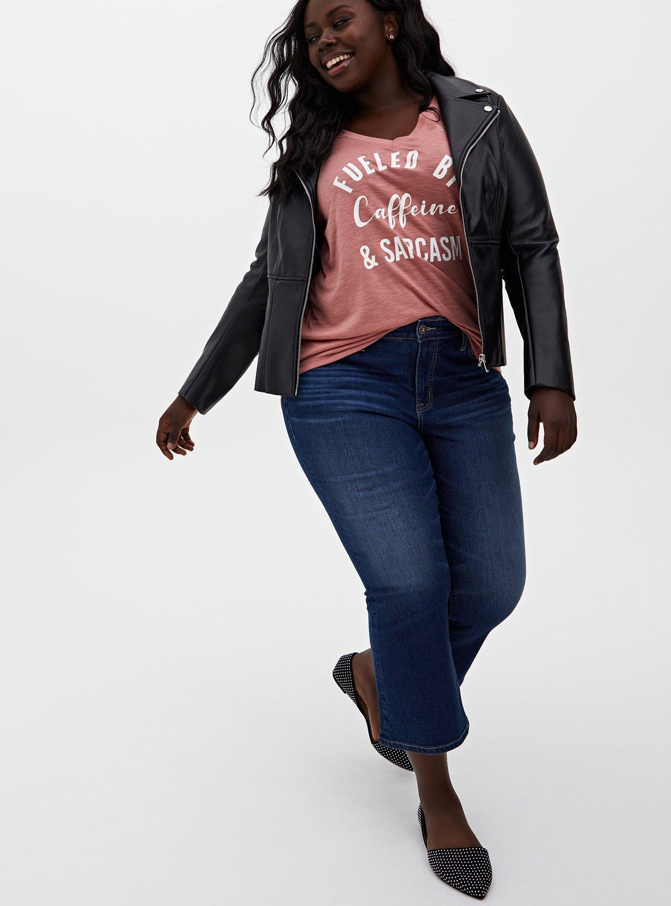 Plus Size Fueled By Caffeine Dusty Coral V-Neck Tee, DESERT SAND, alternate