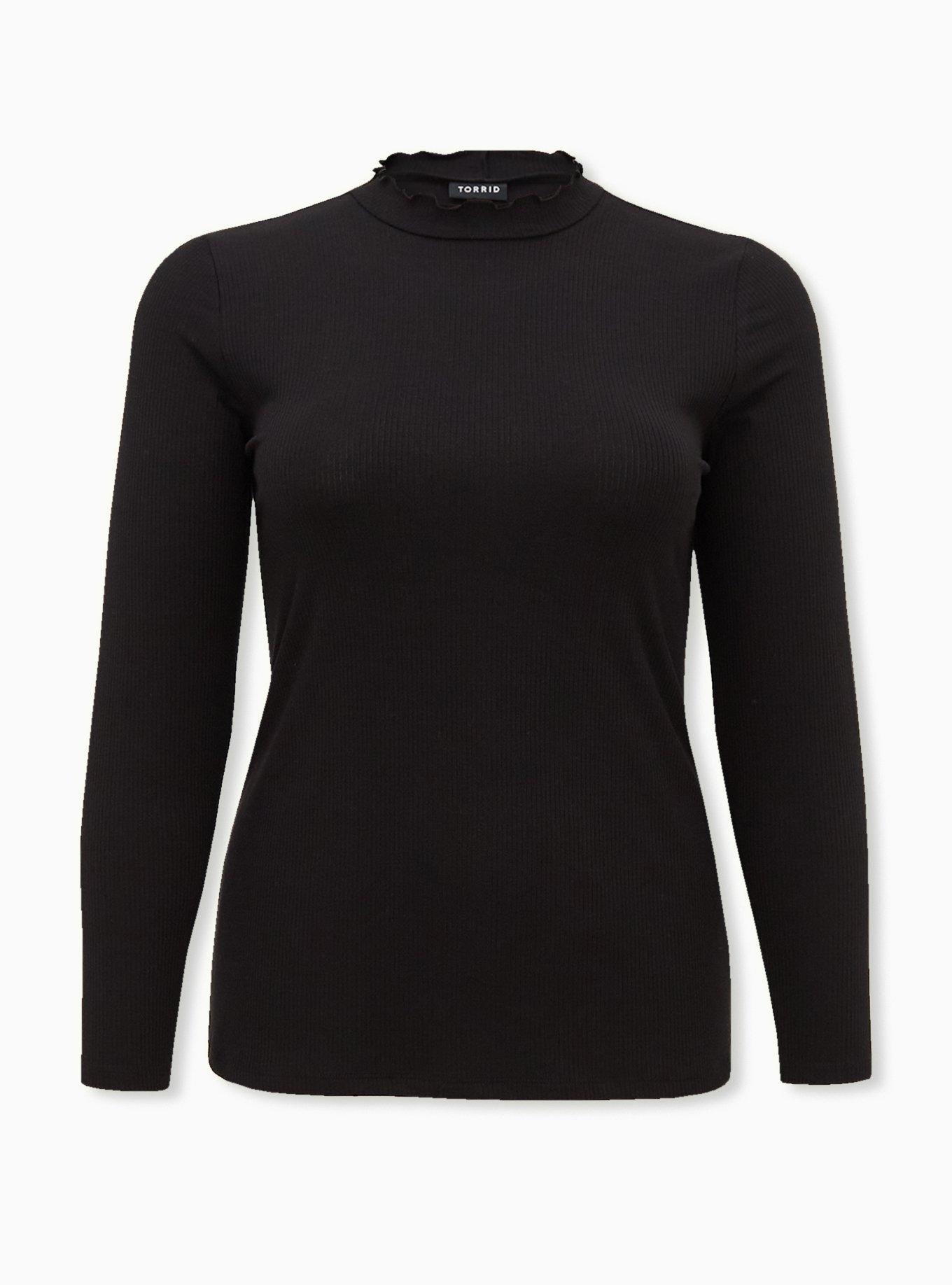 Plus Size - Ribbed Mock Neck Long Sleeve Tee - Torrid