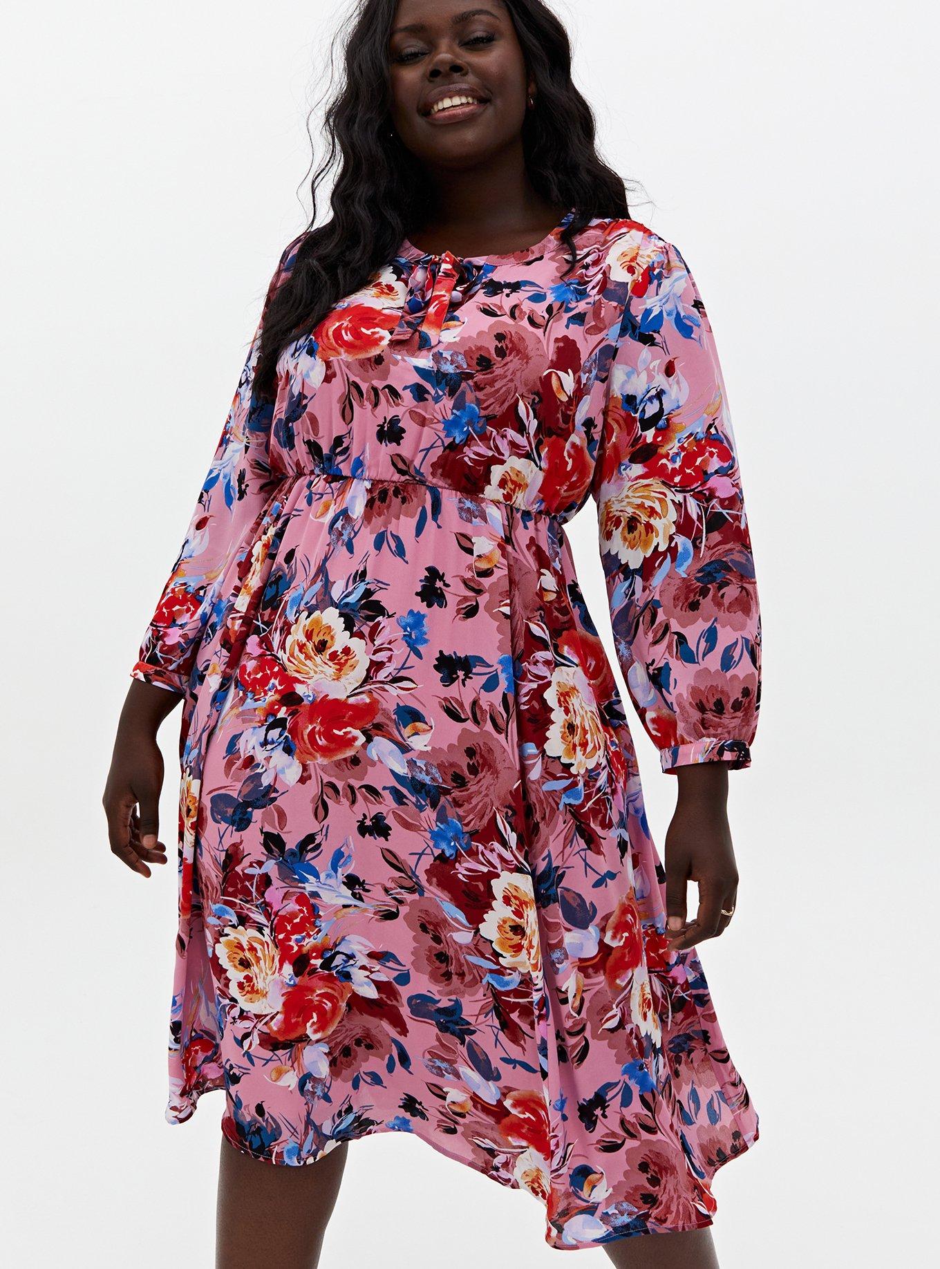 Torrid pink floral outlet dress