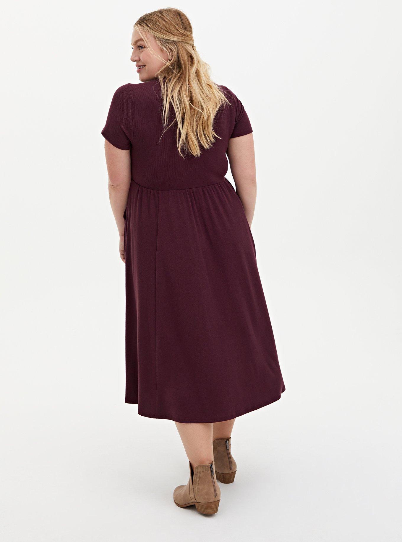 Burgundy Purple Rib Midi Dress, WINETASTING, alternate