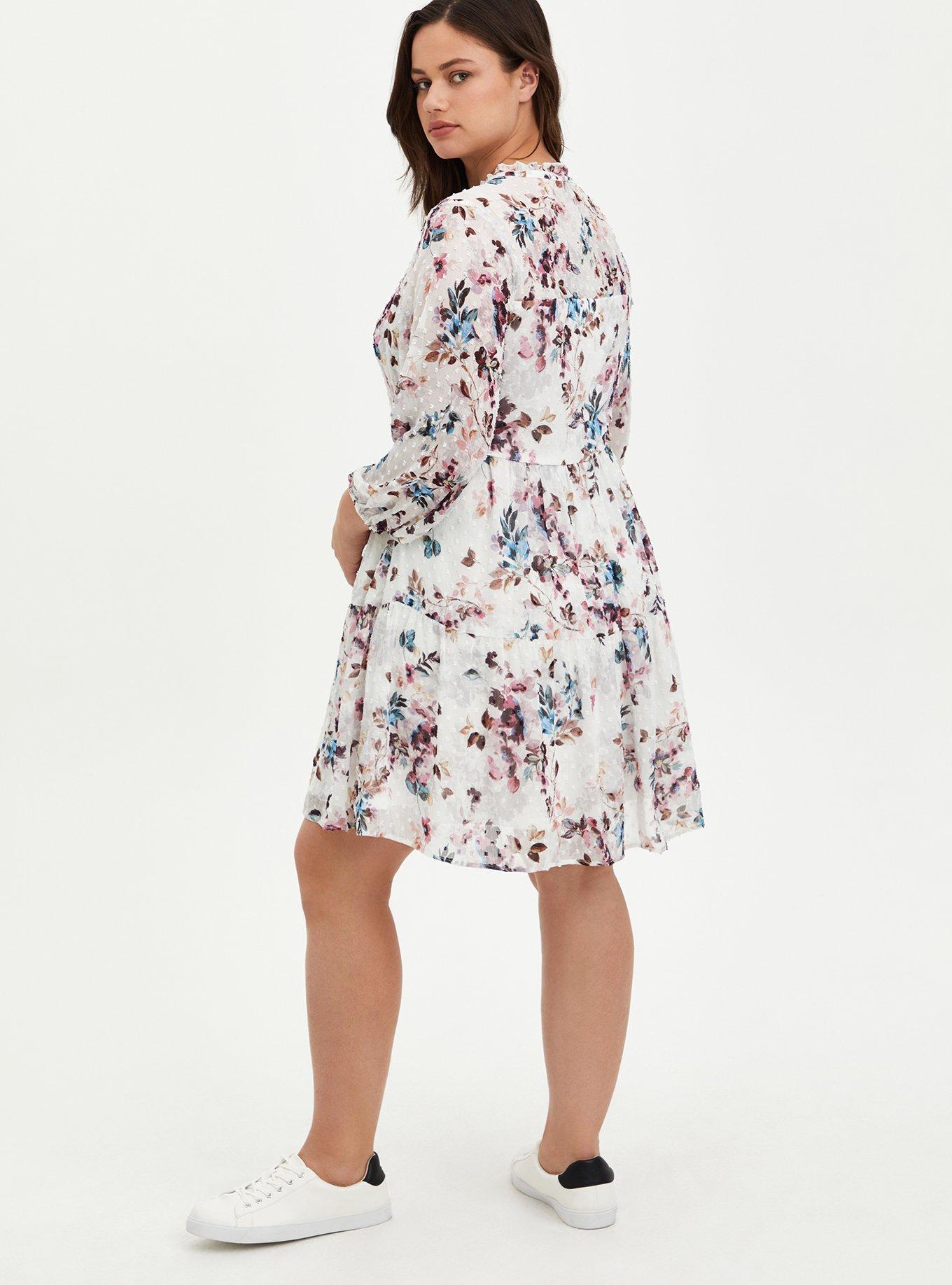 Ivory Floral Chiffon Dress, LOVE IS A ROSE  Chiffon dress, Torrid dresses,  Torrid fashion