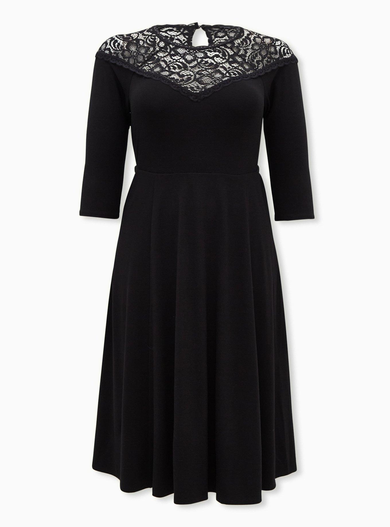 chinese dress ladies Shani Women's Lace-Trim Crepe Sheath Dress - Black main image 1