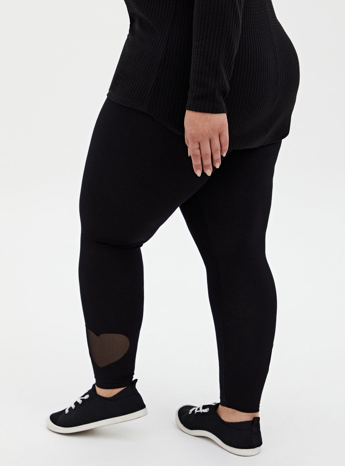 Premium Legging - Heart Cutout Hem Black , BLACK, alternate
