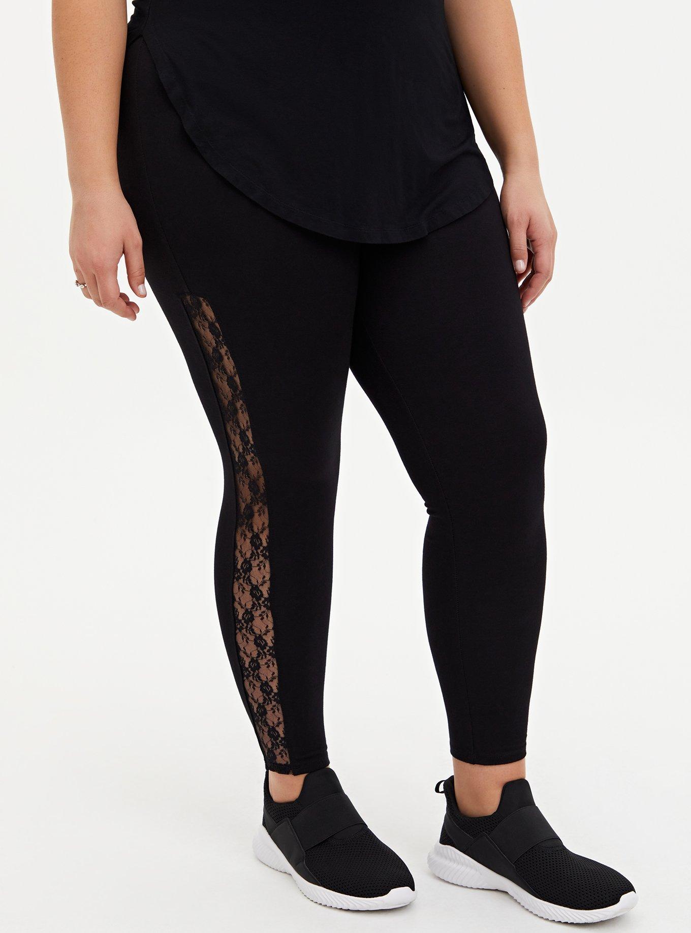 Plus Size - Premium Leggings - Lace Sides Black - Torrid