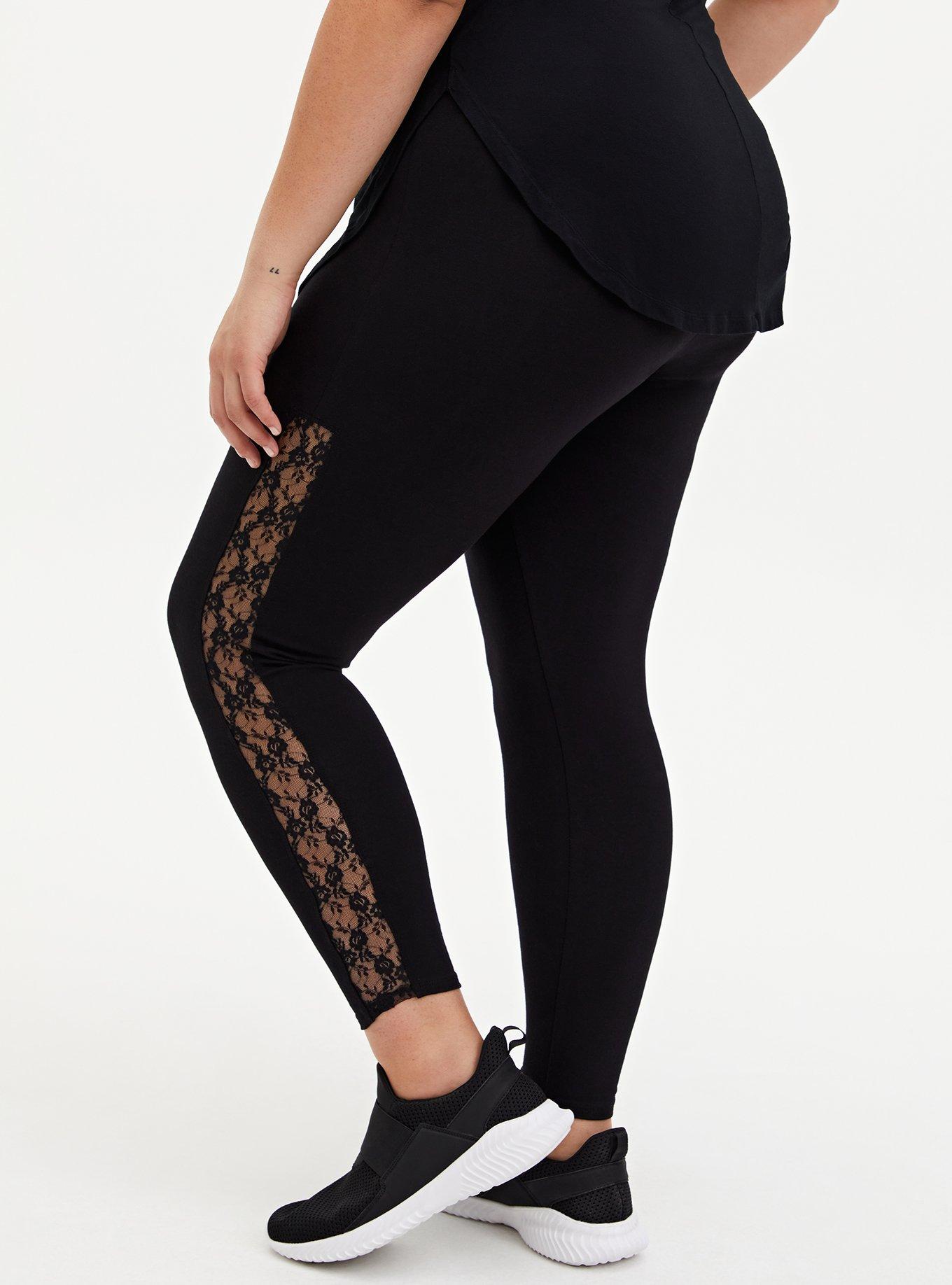 Plus Size - Premium Leggings - Lace Sides Black - Torrid
