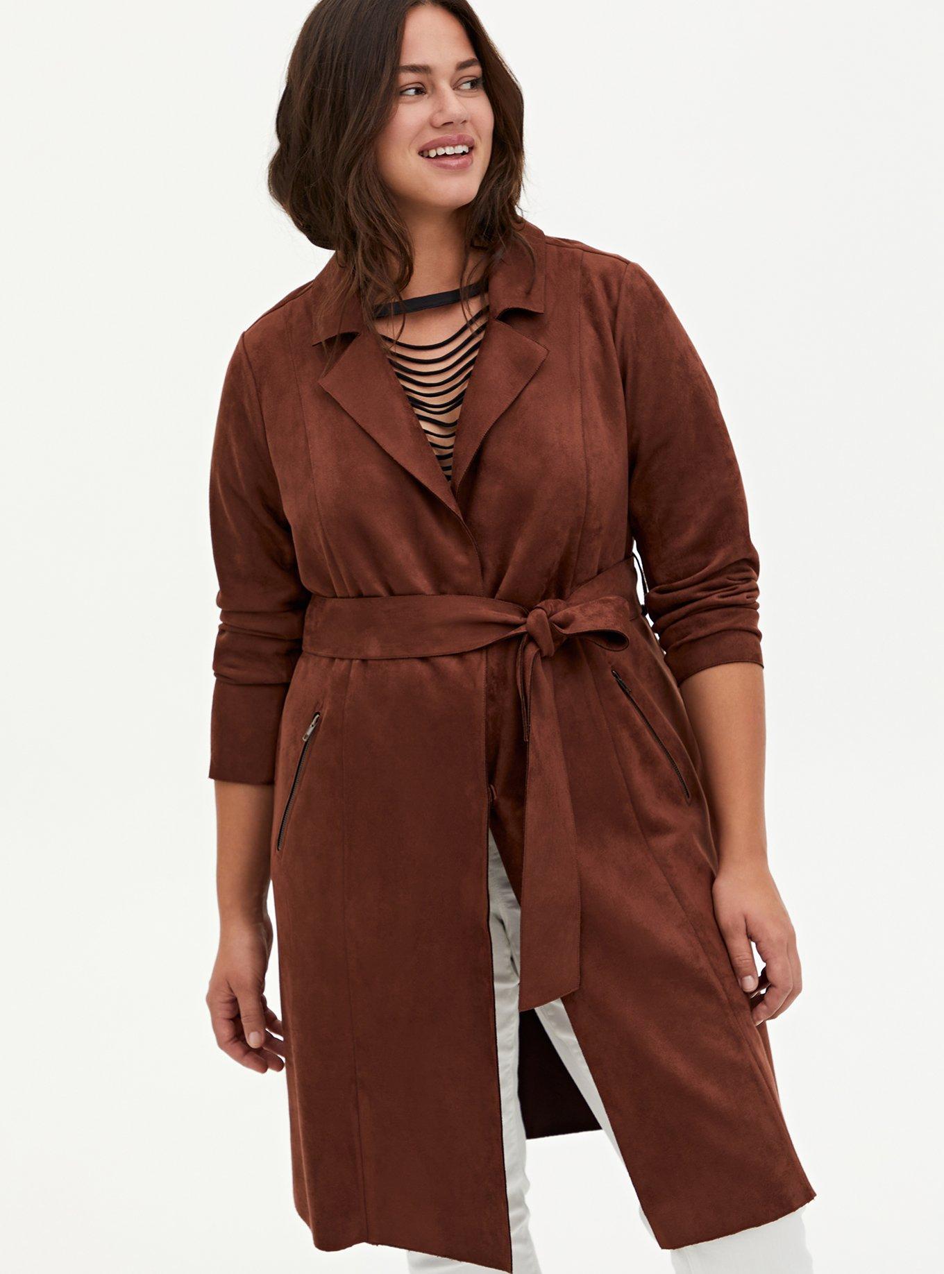 Plus size hot sale suede coat