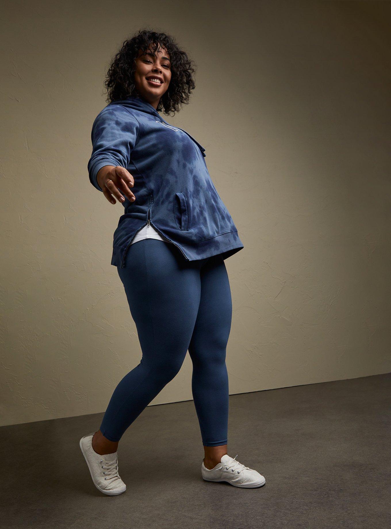 Nope Blue Tie-Dye Fleece Side Zip Tunic Hoodie , INDIGO, alternate