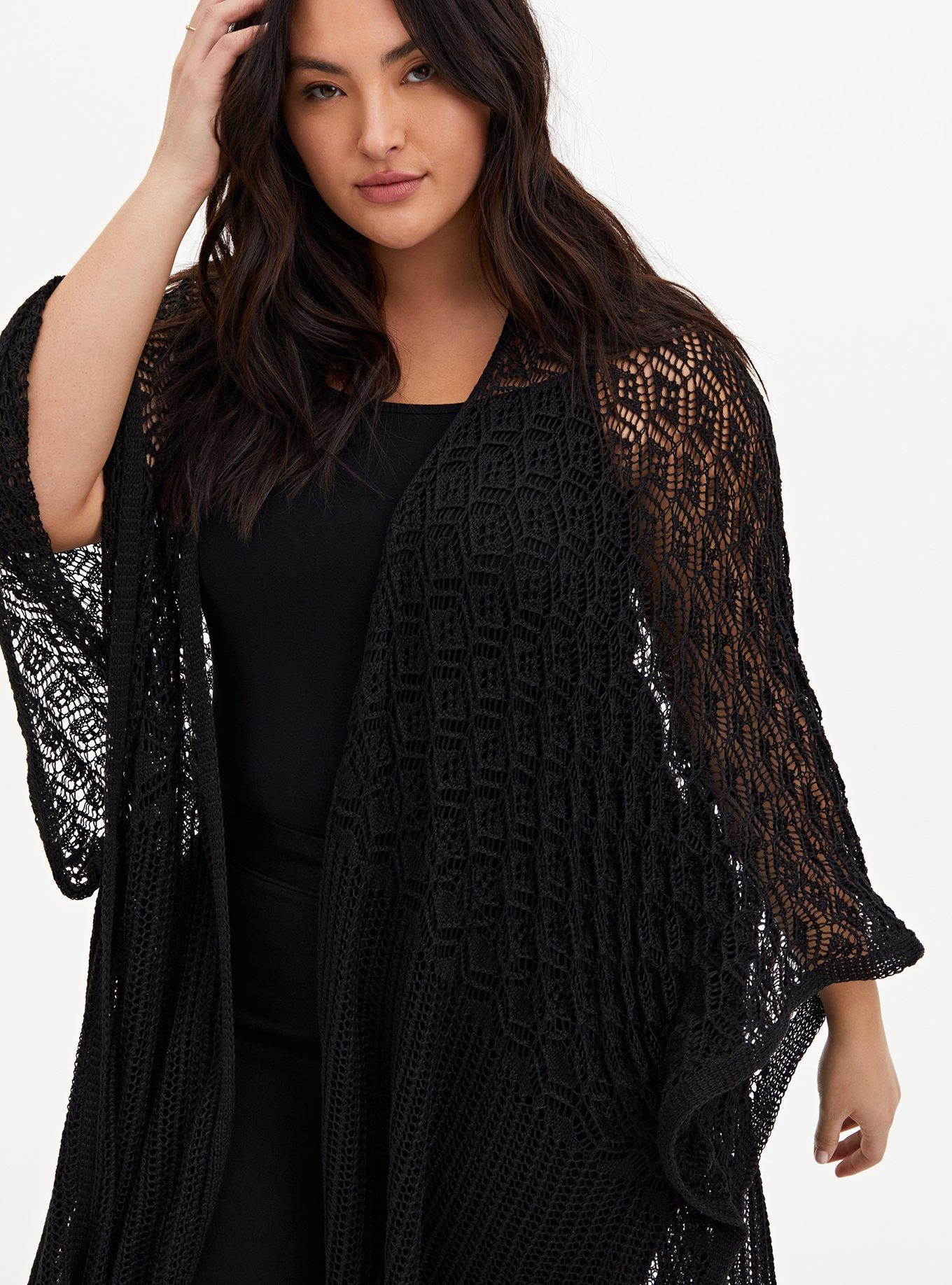 Plus Size - Open Knit Pattern Ruana - Torrid