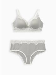 Wire-Free Lightly Lined Heather With Lace Trim 360° Back Smoothing® Bra, HEATHER GREY, alternate