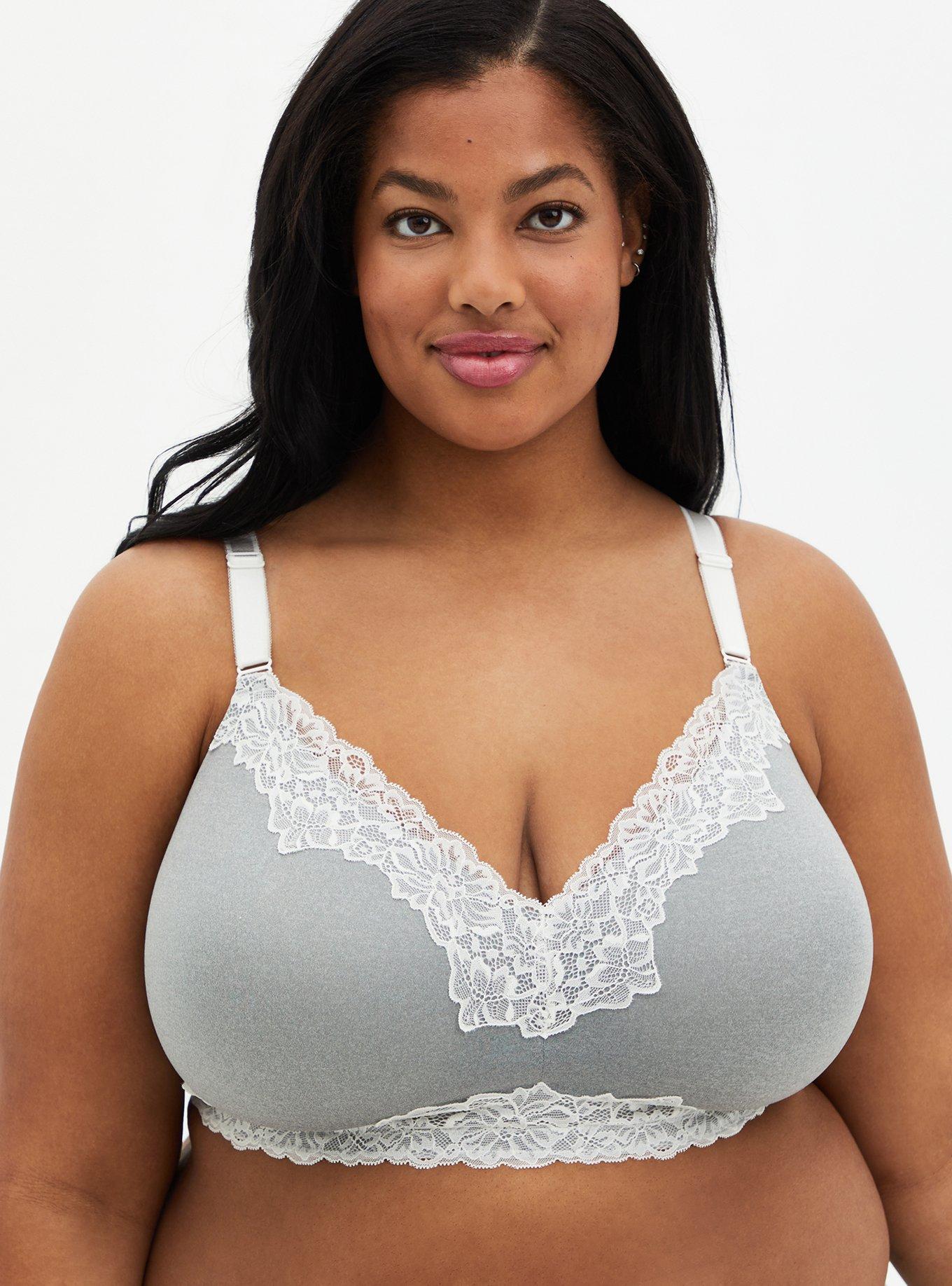 Torrid 2 Tone Gray & Lace Bra 48C With Adjustable Straps That Can