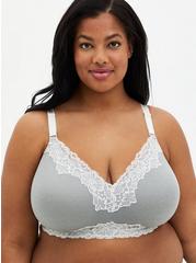 Wire-Free Lightly Lined Heather With Lace Trim 360° Back Smoothing® Bra, HEATHER GREY, hi-res