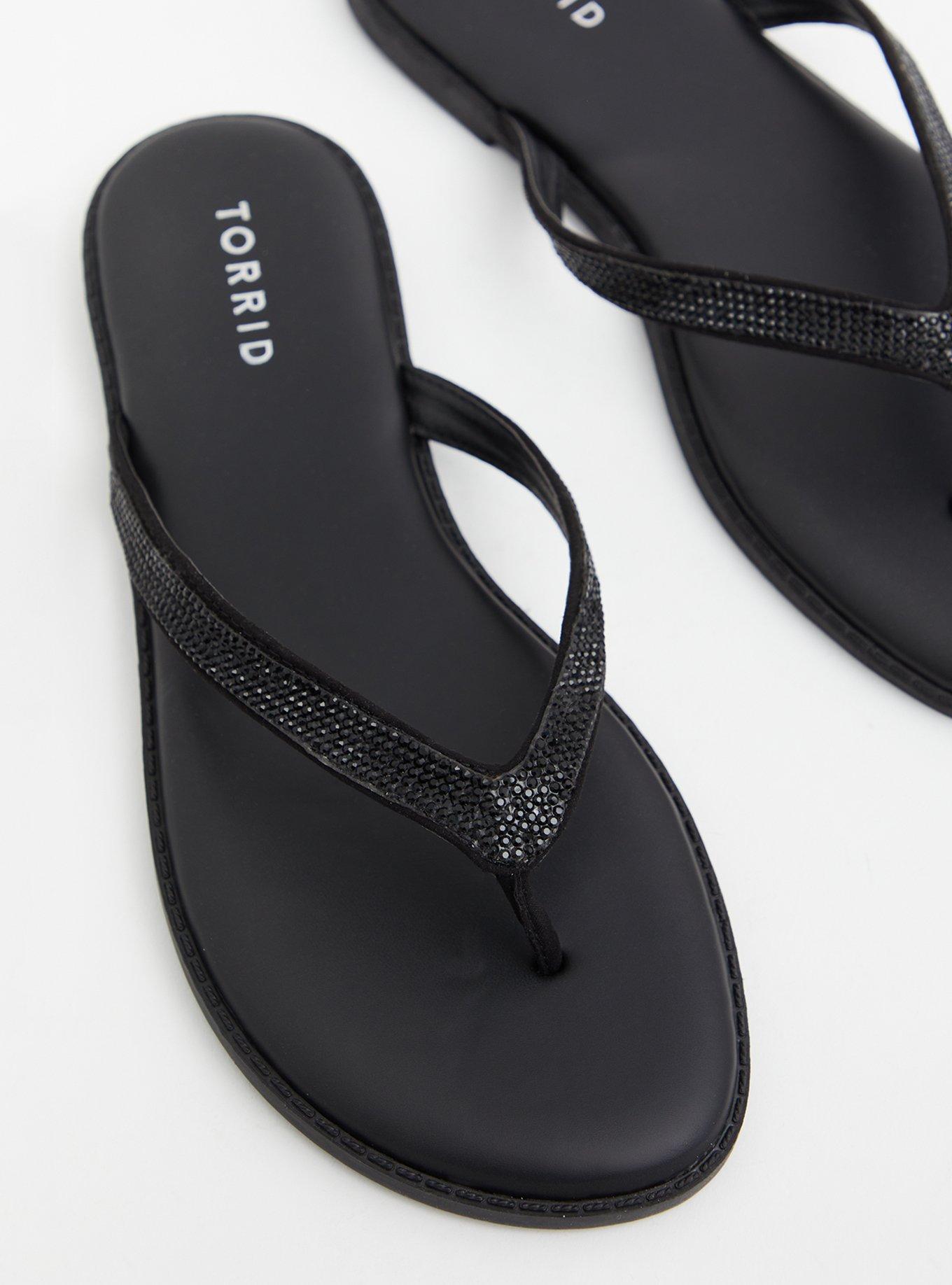 Black flip 2025 flops with rhinestones