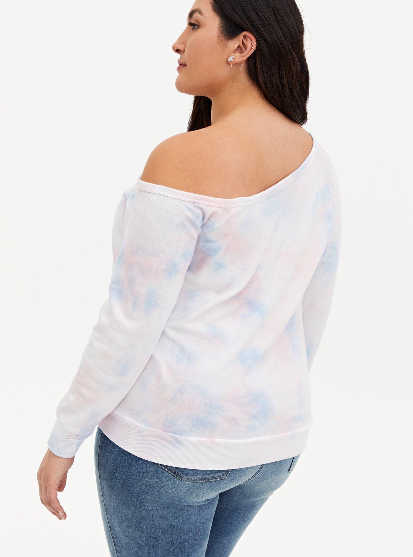 Tie dye off shoulder hot sale sweatshirt