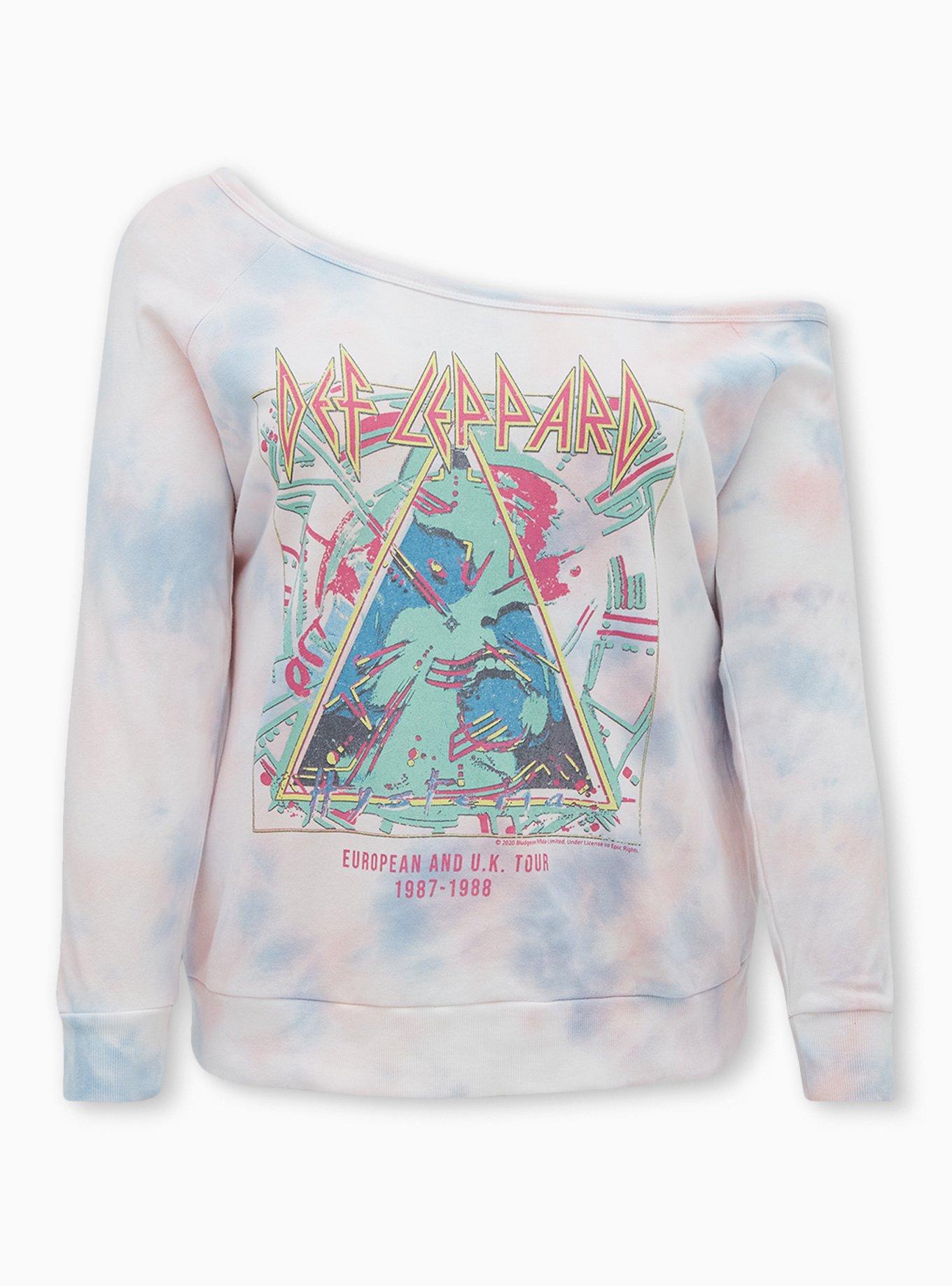 Plus Size - Def Leppard Multi Tie-Dye Terry Off Shoulder Sweatshirt - Torrid