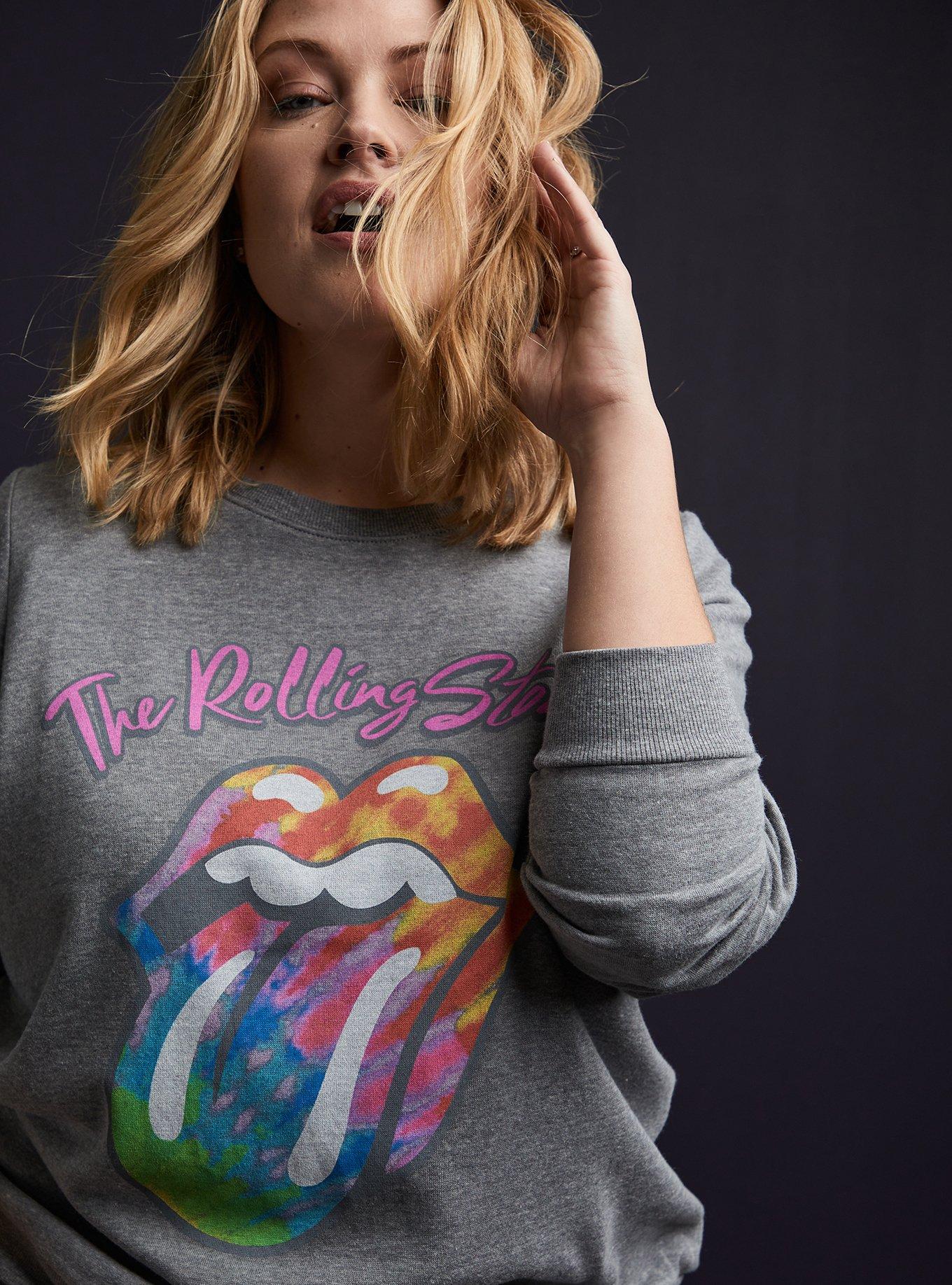 Plus Size The Rolling Stones Heather Grey Tie Dye Sweatshirt