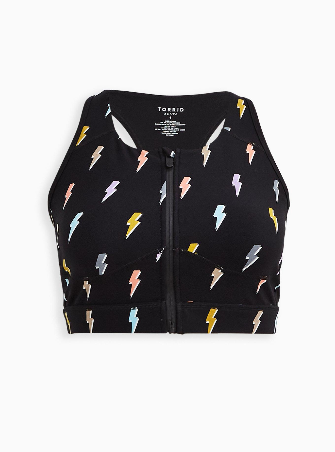 TRU Low-Impact Wireless Zip-Front Active Sports Bra, BOLT BURST, hi-res