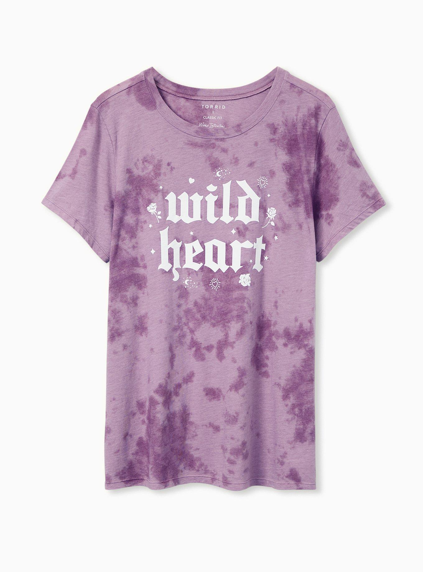 Plus Size Wild Heart Clasic Fit Crew Tee - Triblend Tie-Dye Lavender Purple , LAVENDER, hi-res