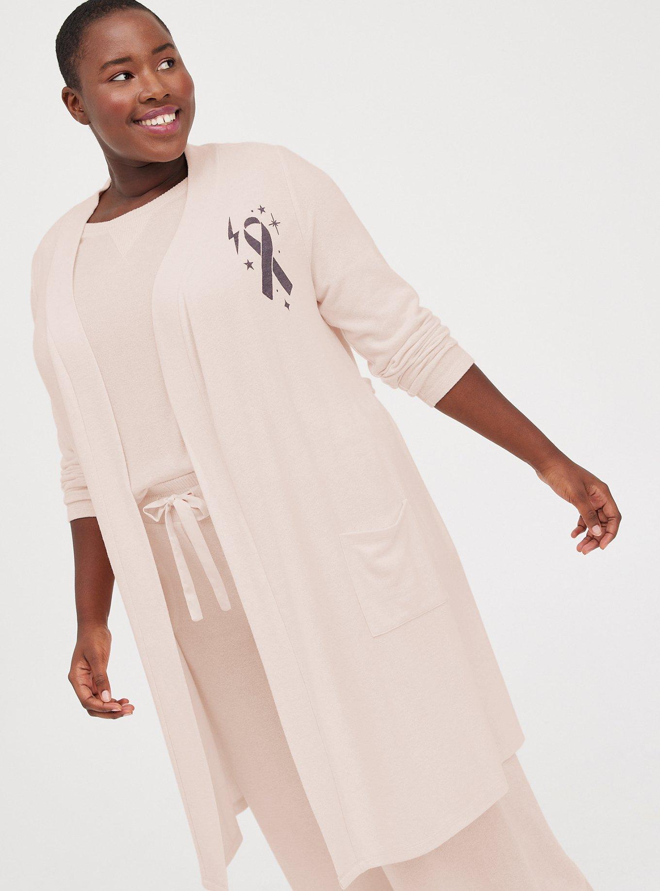 Super Soft Plush Lounge Robe, PINK, alternate