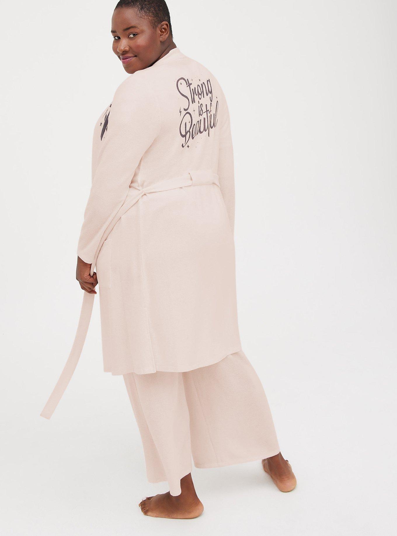 Super Soft Plush Lounge Robe, PINK, alternate