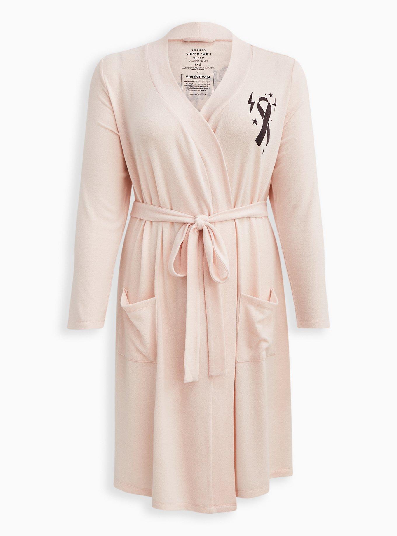 Super Soft Plush Lounge Robe, PINK, hi-res