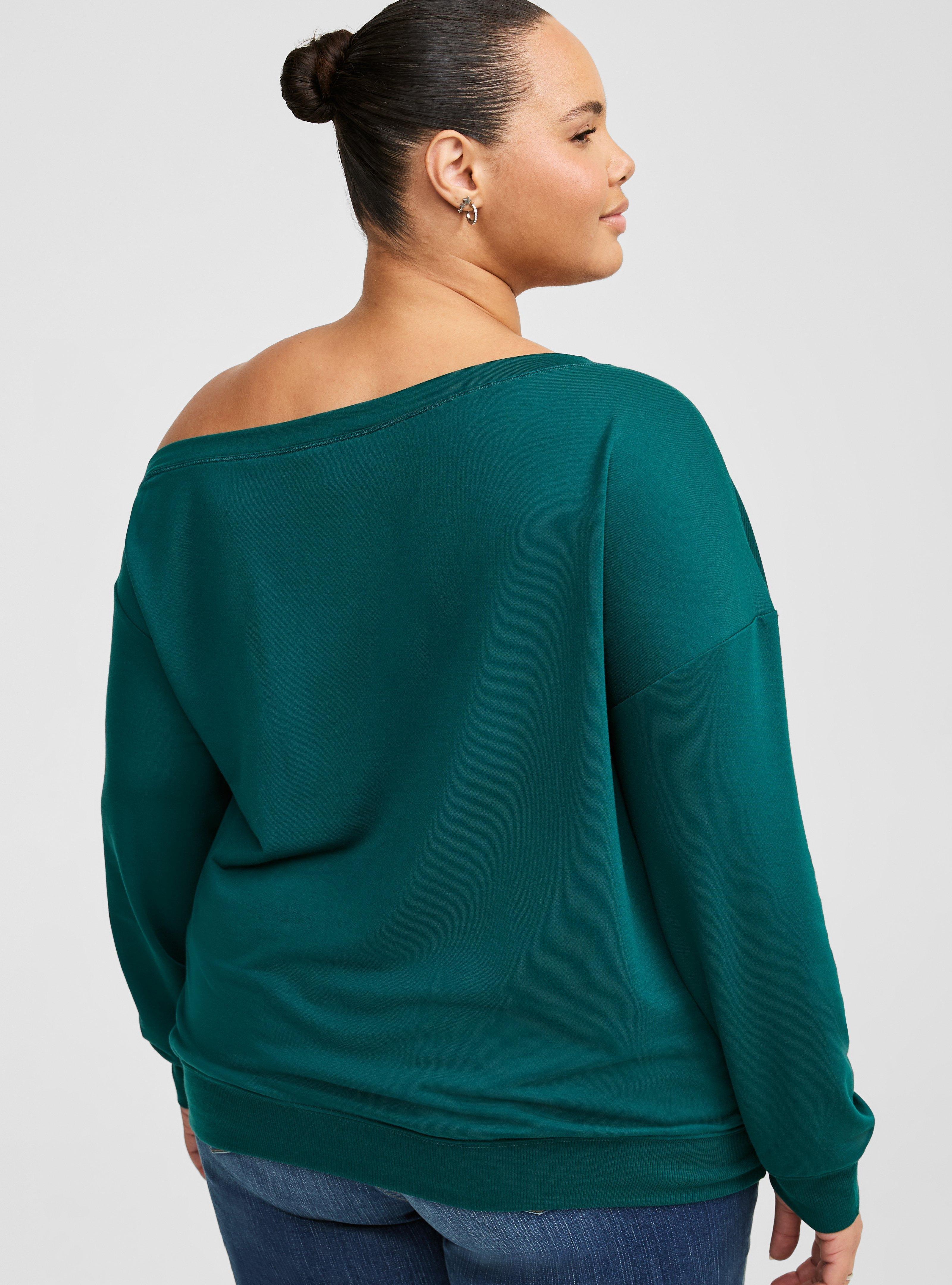 Off-Shoulder Light Weight French Terry Sweatshirt