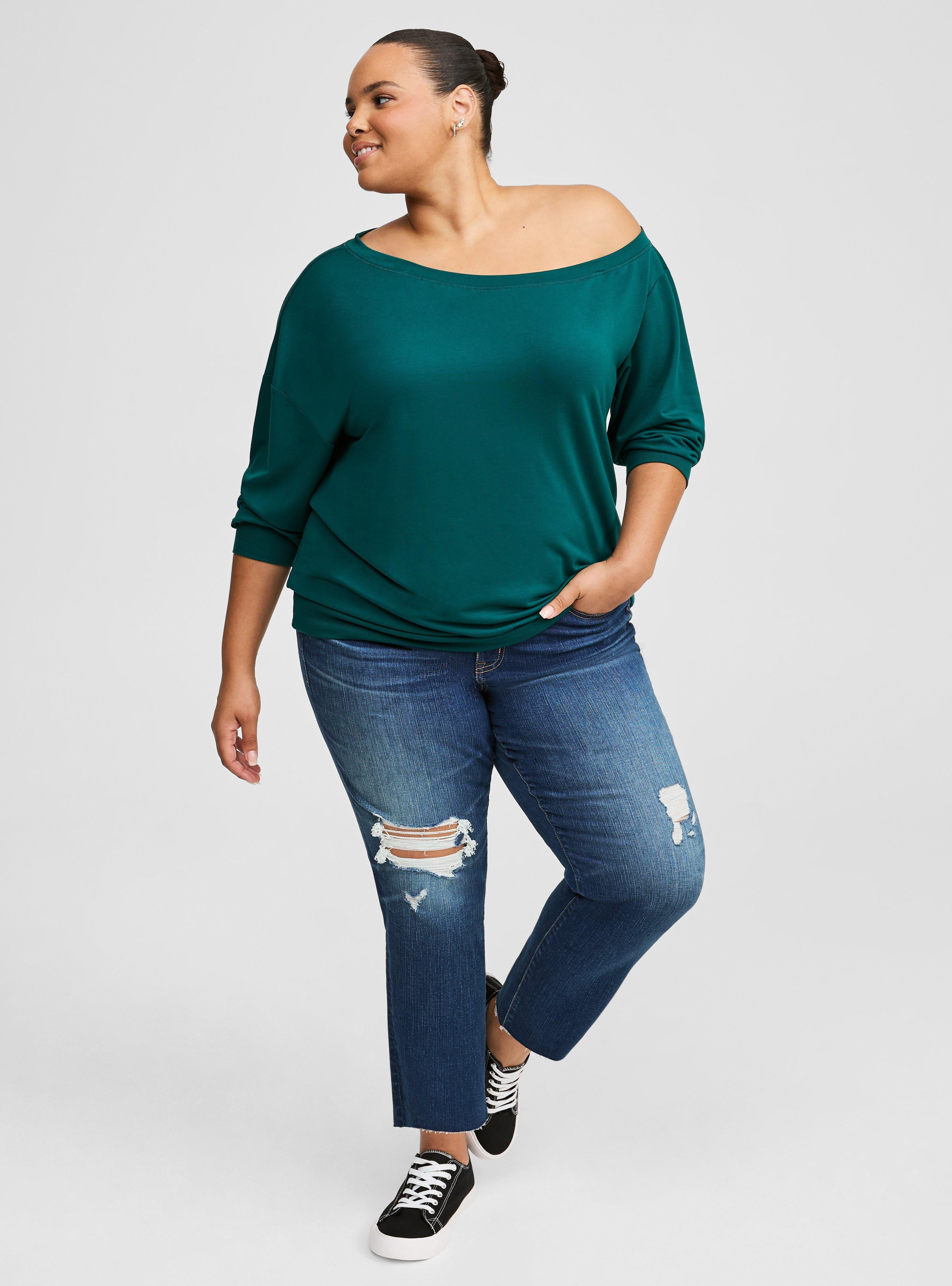 Off-Shoulder Light Weight French Terry Sweatshirt