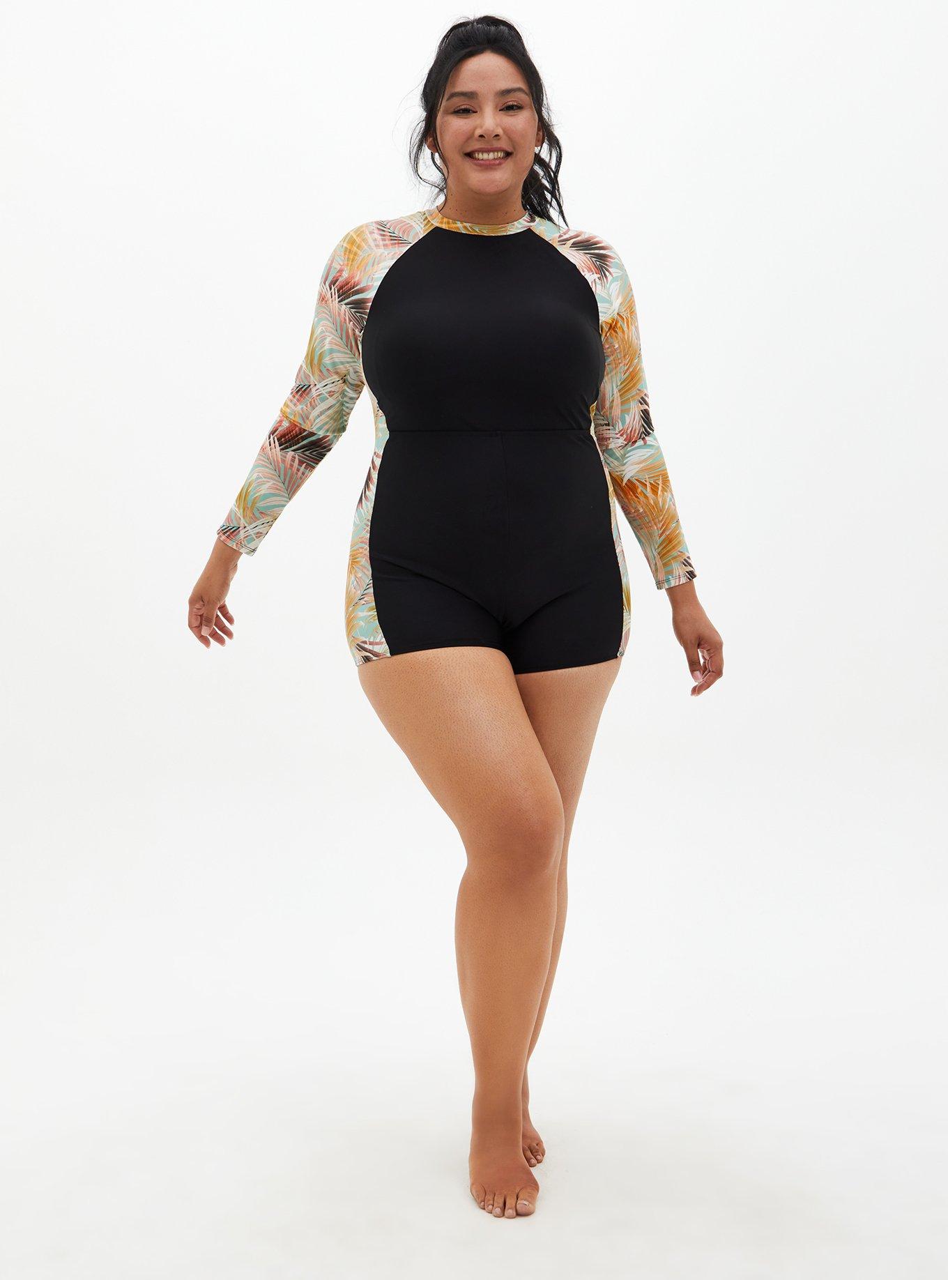 Women's Two Piece Rashguard Long Sleeve Swimwear Sun Protection Swim Shirt  Breathable Plus Size Swimming Costume Beach Wear (Color : Black, Size :  Medium) price in Saudi Arabia,  Saudi Arabia