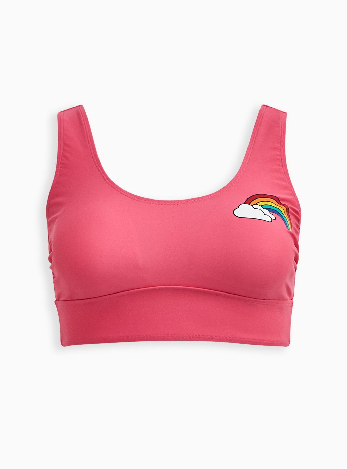 Wireless Scoop Bikini Top, PINK RAINBOW, hi-res