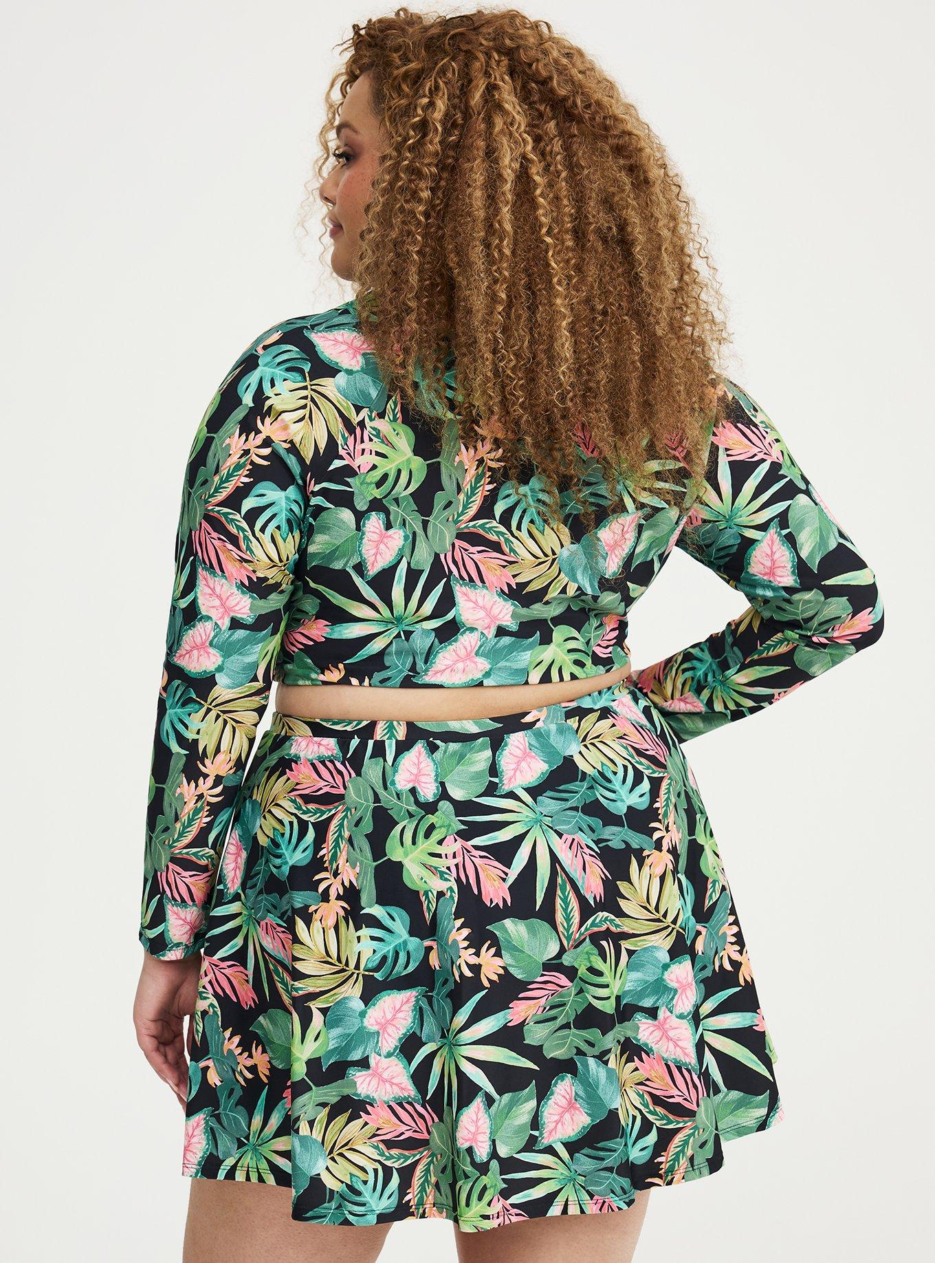 High-Rise Swim Skirt With Shorts, ARIANA TROPICAL BLACK, alternate