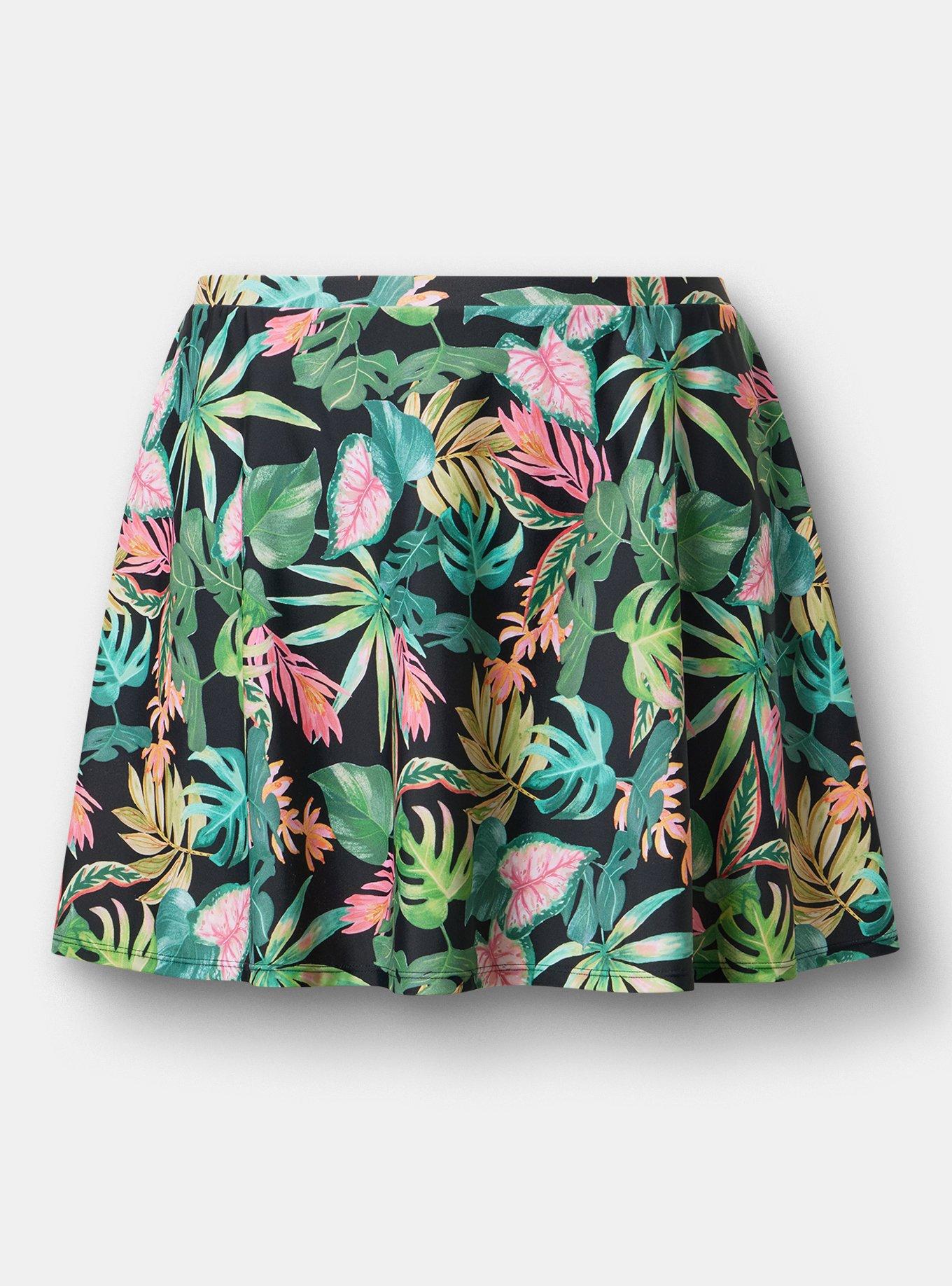 High-Rise Swim Skirt With Shorts, ARIANA TROPICAL BLACK, hi-res