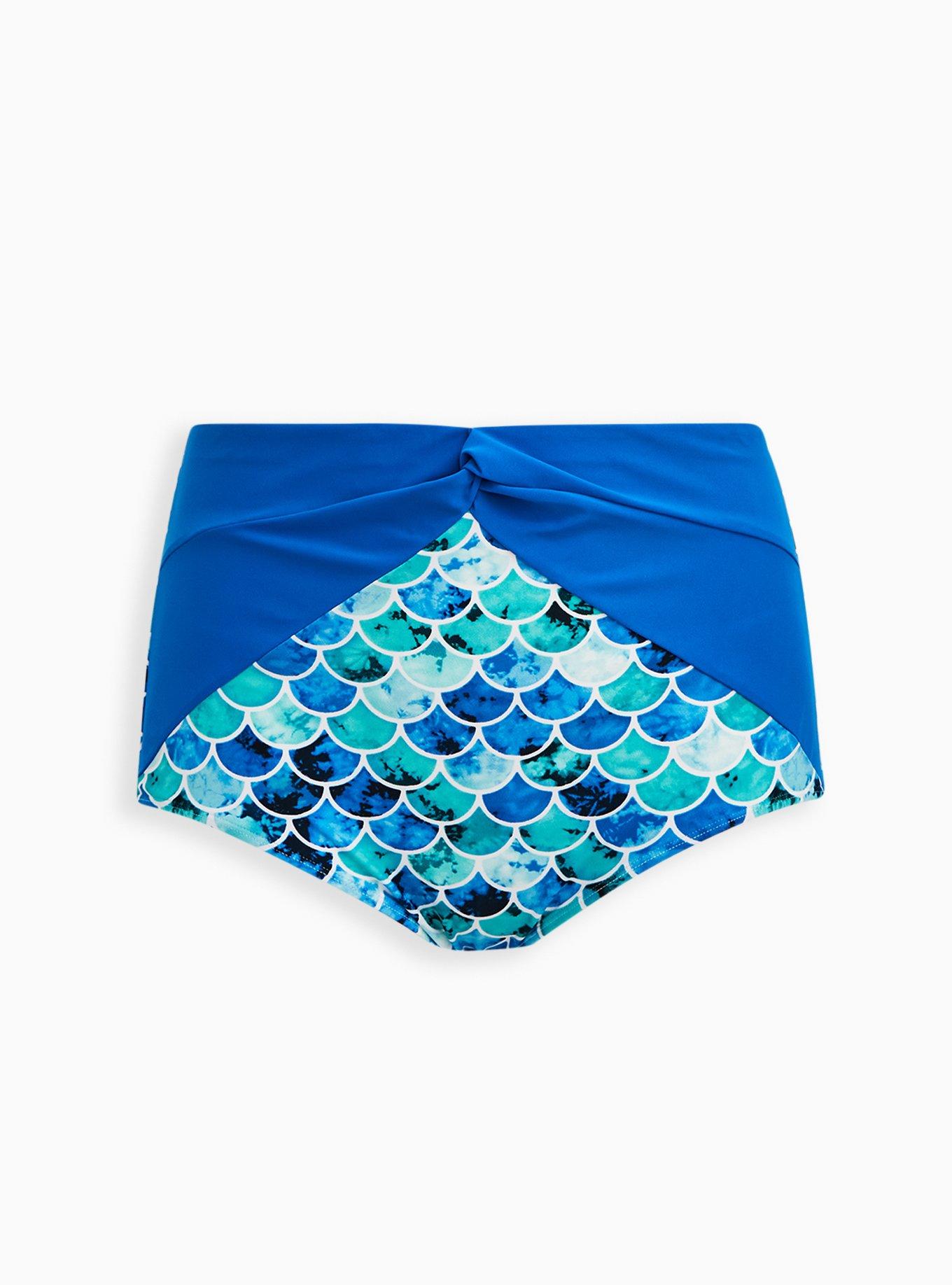 High-Rise Knot Front Swim Bottom, BLUE MERMAID, hi-res